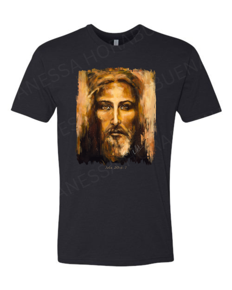 The Shroud of Turin - Resurrection Light - Unisex T-Shirt Vanessa Horabuena Short Sleeve Black Small