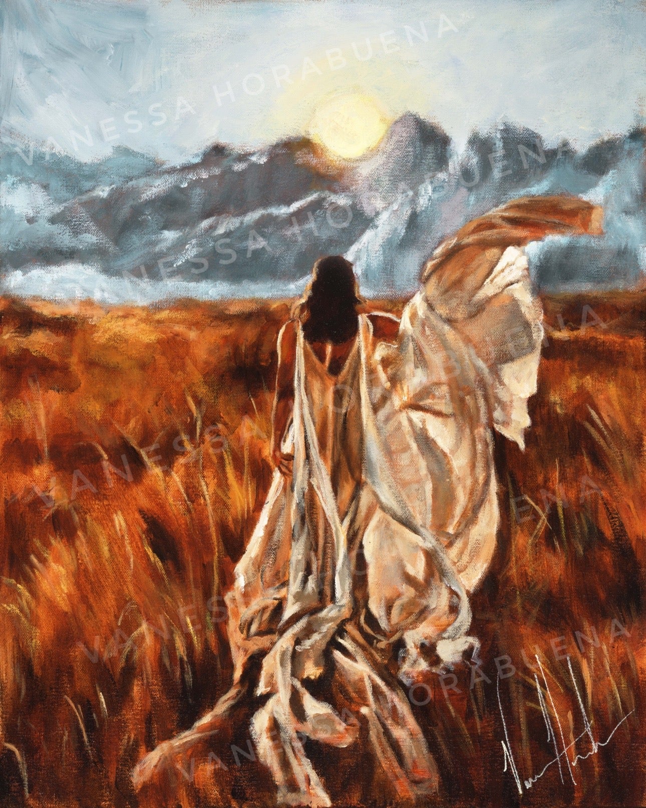In the Dawn of Your Presence (Hand Embellished Canvas Print) Women's Art Print Vanessa Horabuena