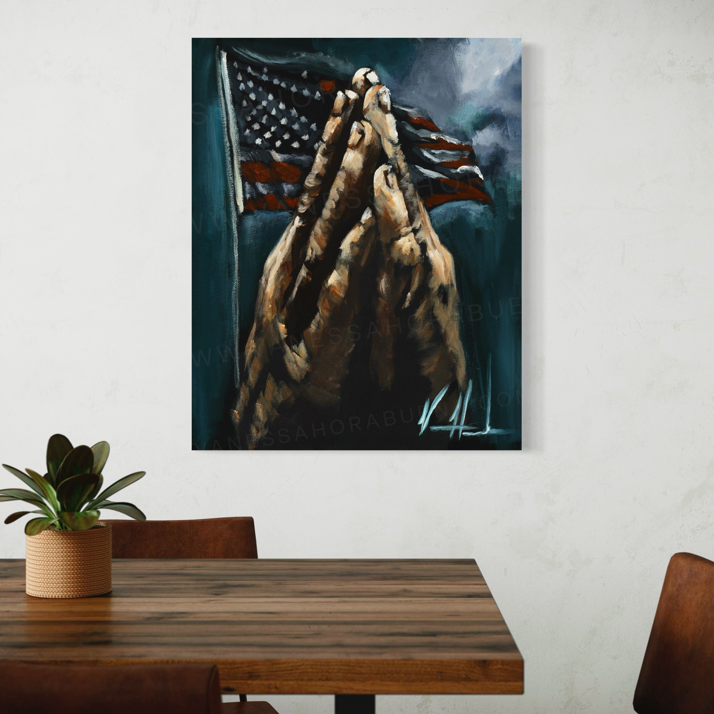 Heal Our Land (Hand Embellishment Canvas Print) Patriotic Art Print Vanessa Horabuena