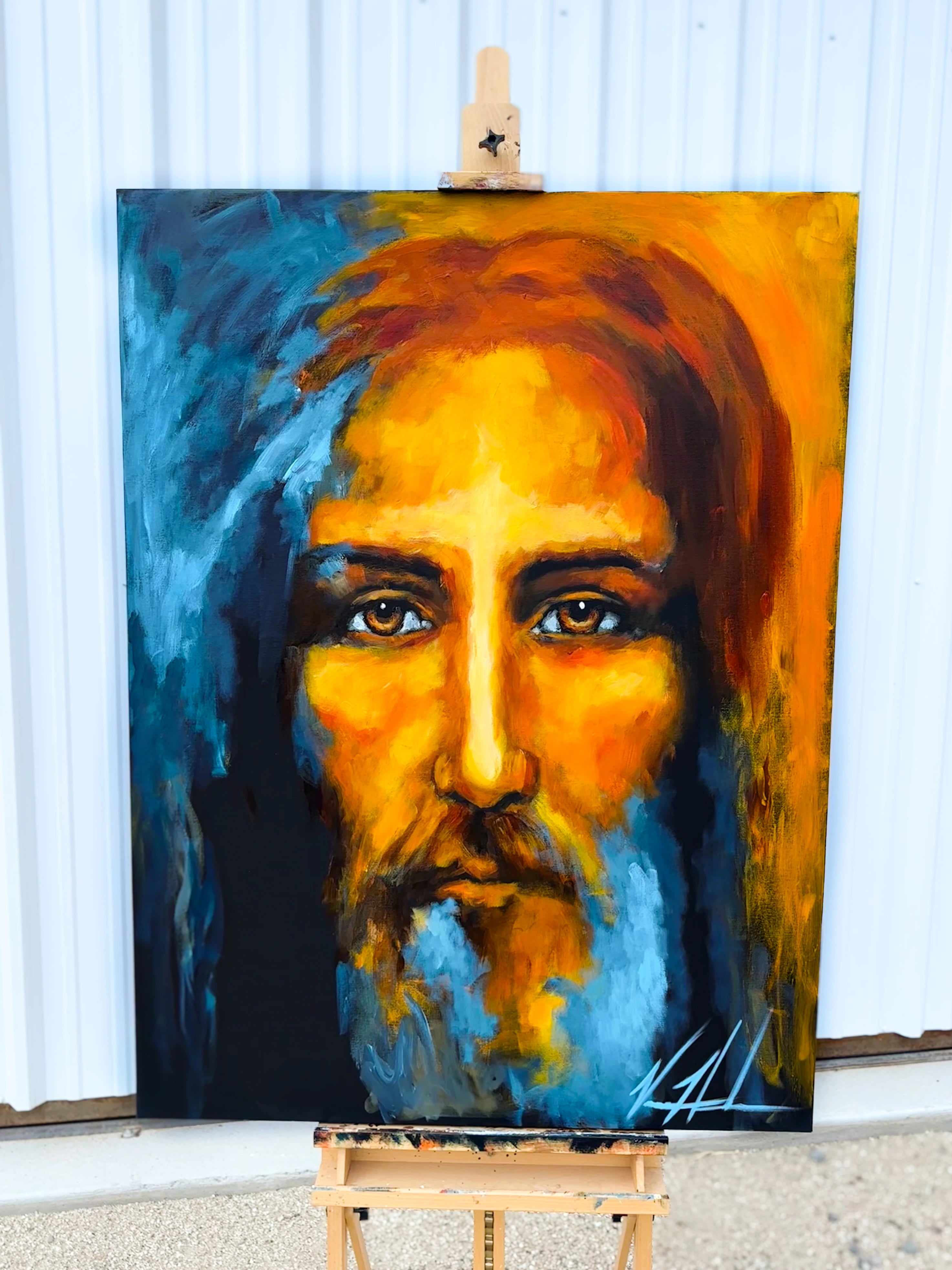 The Shroud of Turin - Peace in His Eyes - 36”x48” Original Acrylic Painting Original Painting Vanessa Horabuena