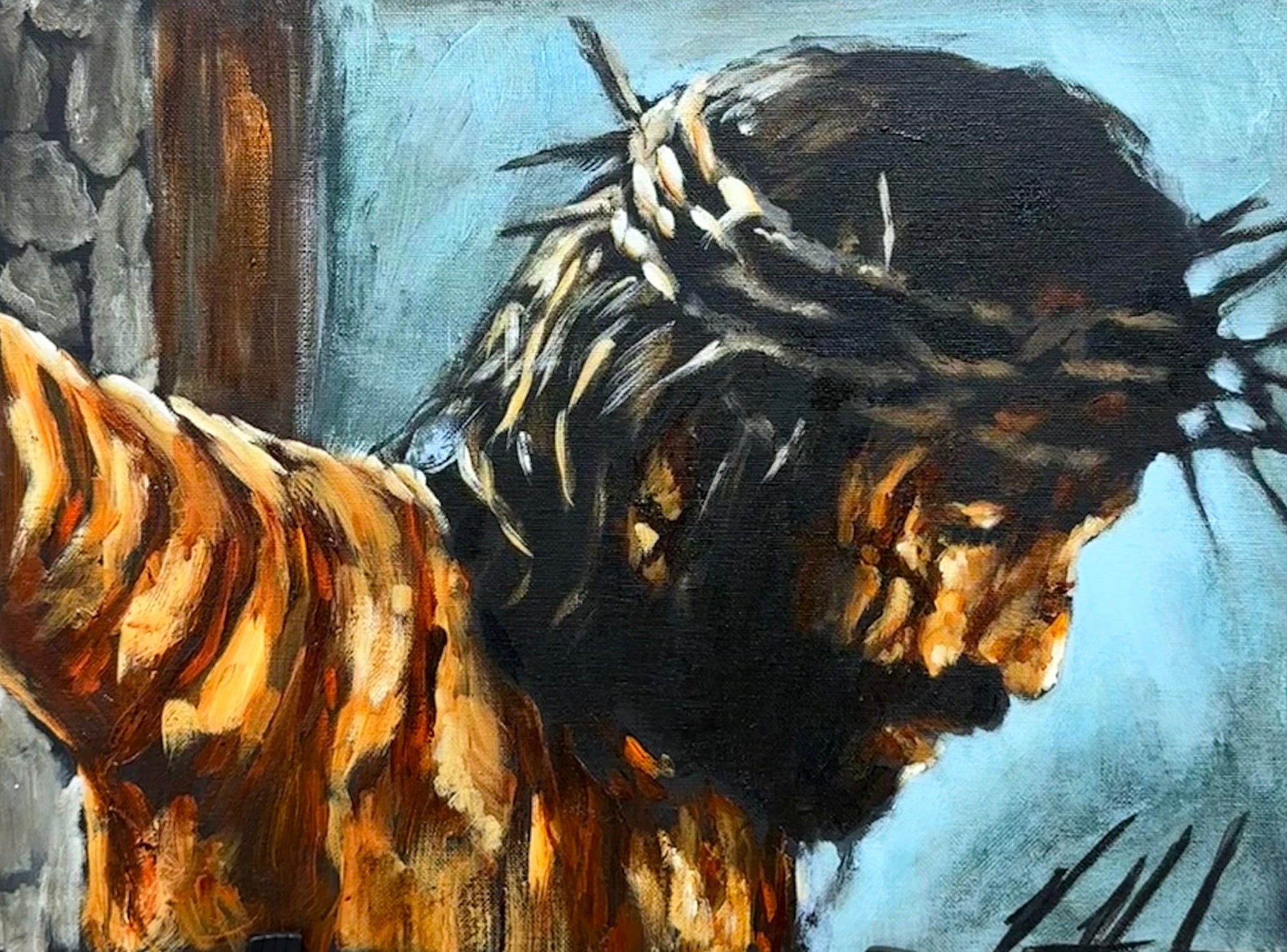 By His Wounds, We Are Healed - 12”x16” Original Acrylic Painting Original Painting Vanessa Horabuena