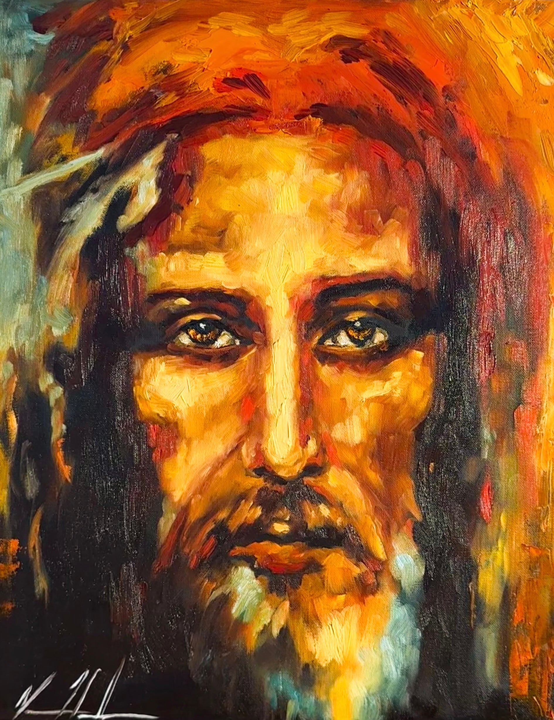 The Shroud of Turin - Colors of Life - 16”x20” Original Oil Painting Original Painting Vanessa Horabuena