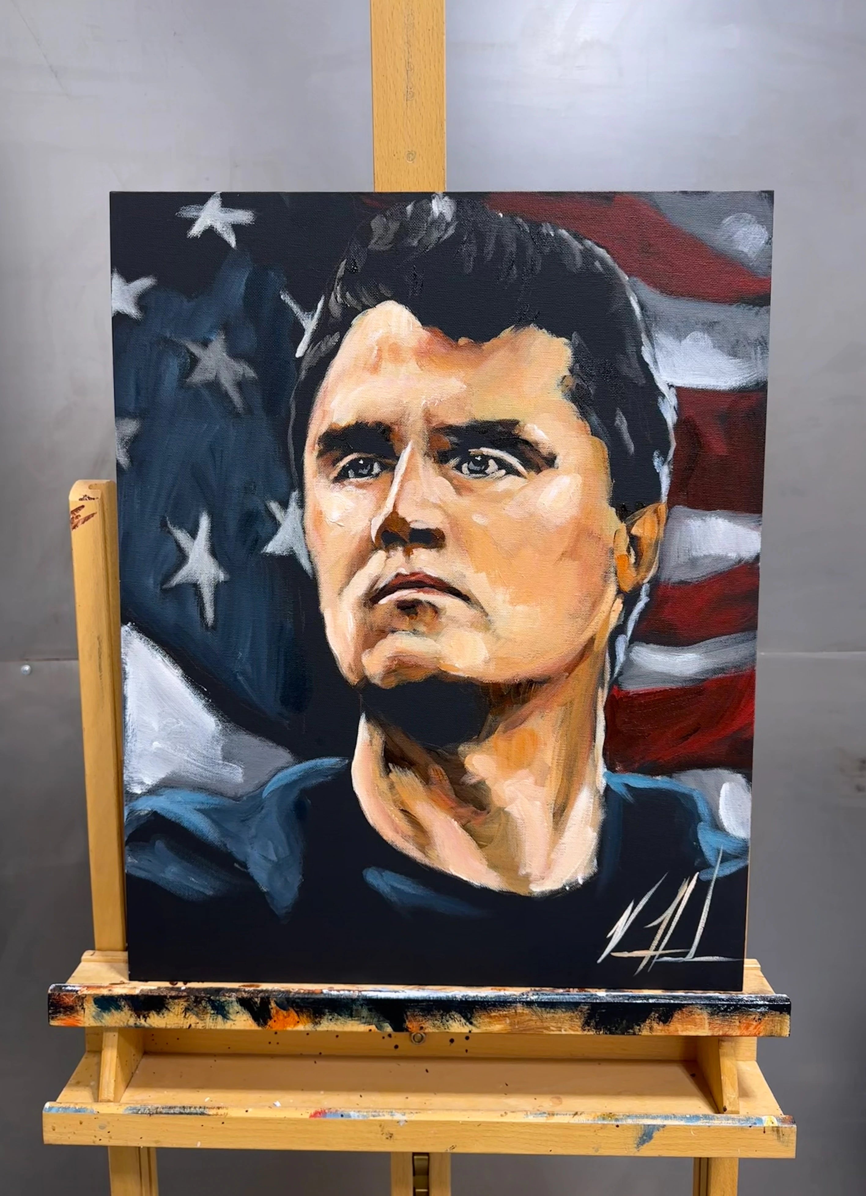 Charlie Kirk - The American Martyr - 16”x20” Original Acrylic Painting - Practice Painting #2 Original Painting Vanessa Horabuena