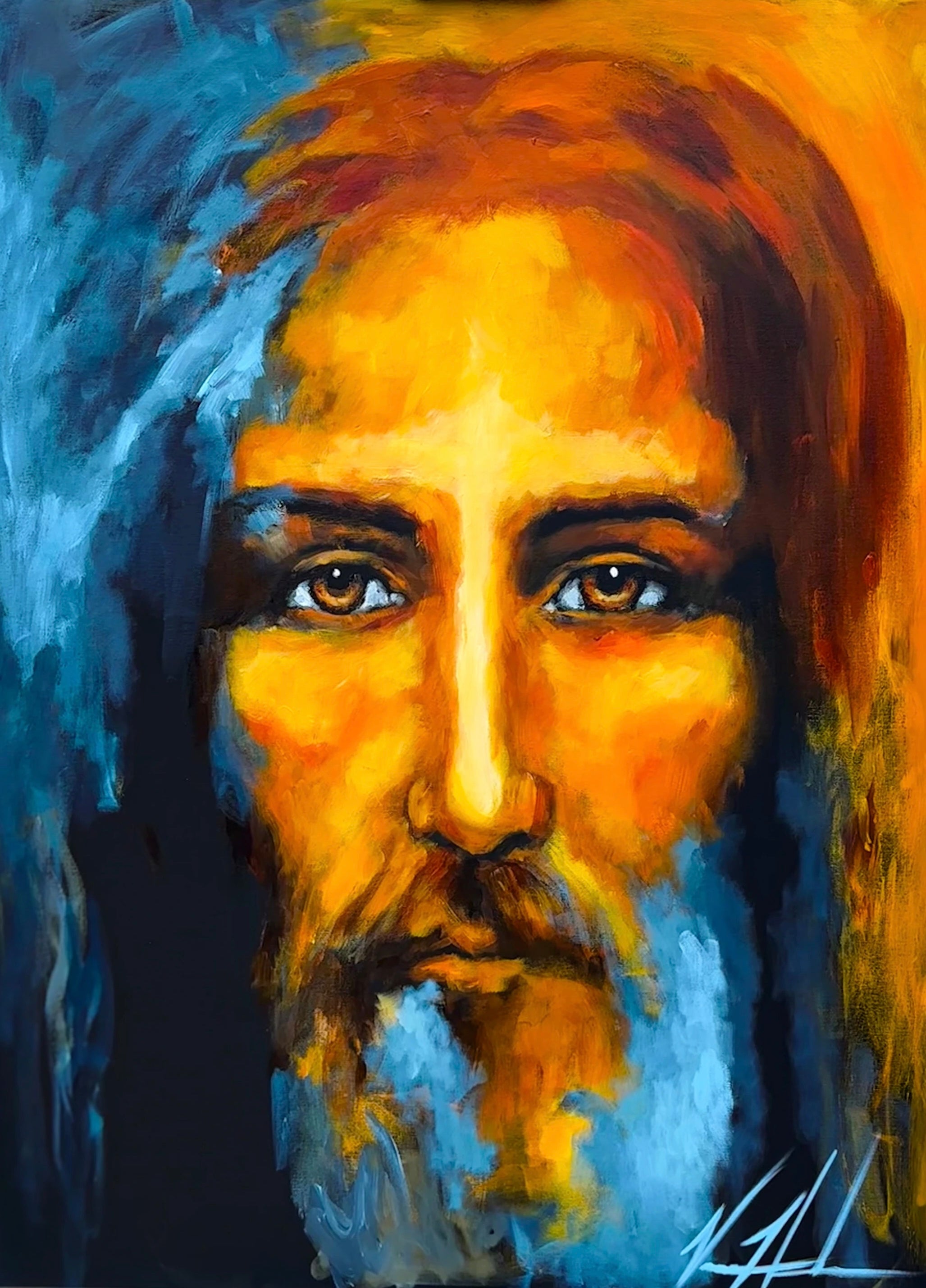 The Shroud of Turin - Peace in His Eyes - 36”x48” Original Acrylic Painting Original Painting Vanessa Horabuena