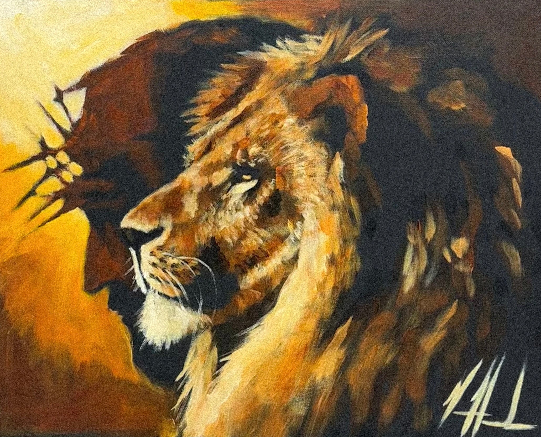 The Lion of Judah - 16”x20” Original Acrylic Painting Original Painting Vanessa Horabuena