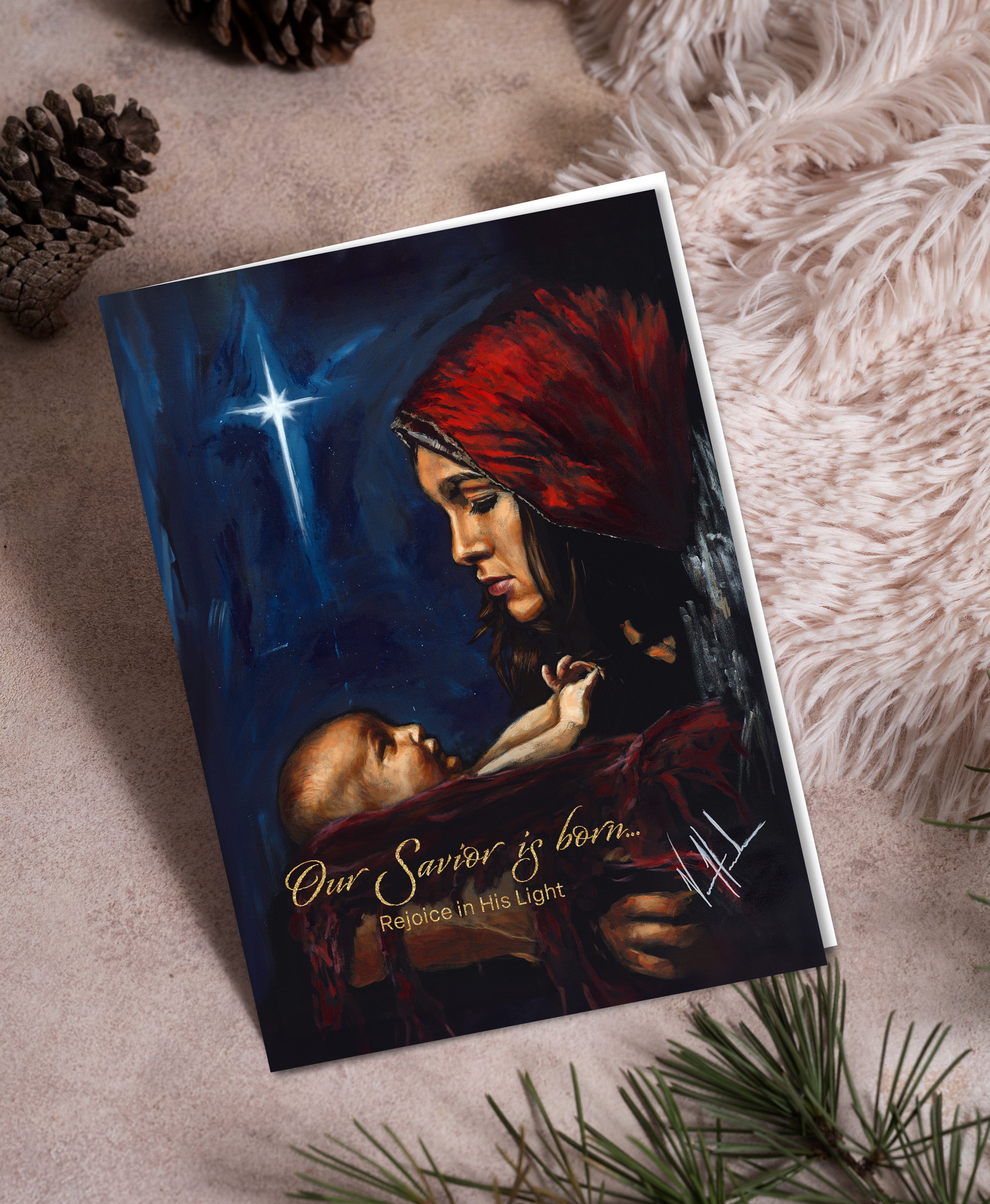 'A Savior is Born' Greeting Card Vanessa Horabuena