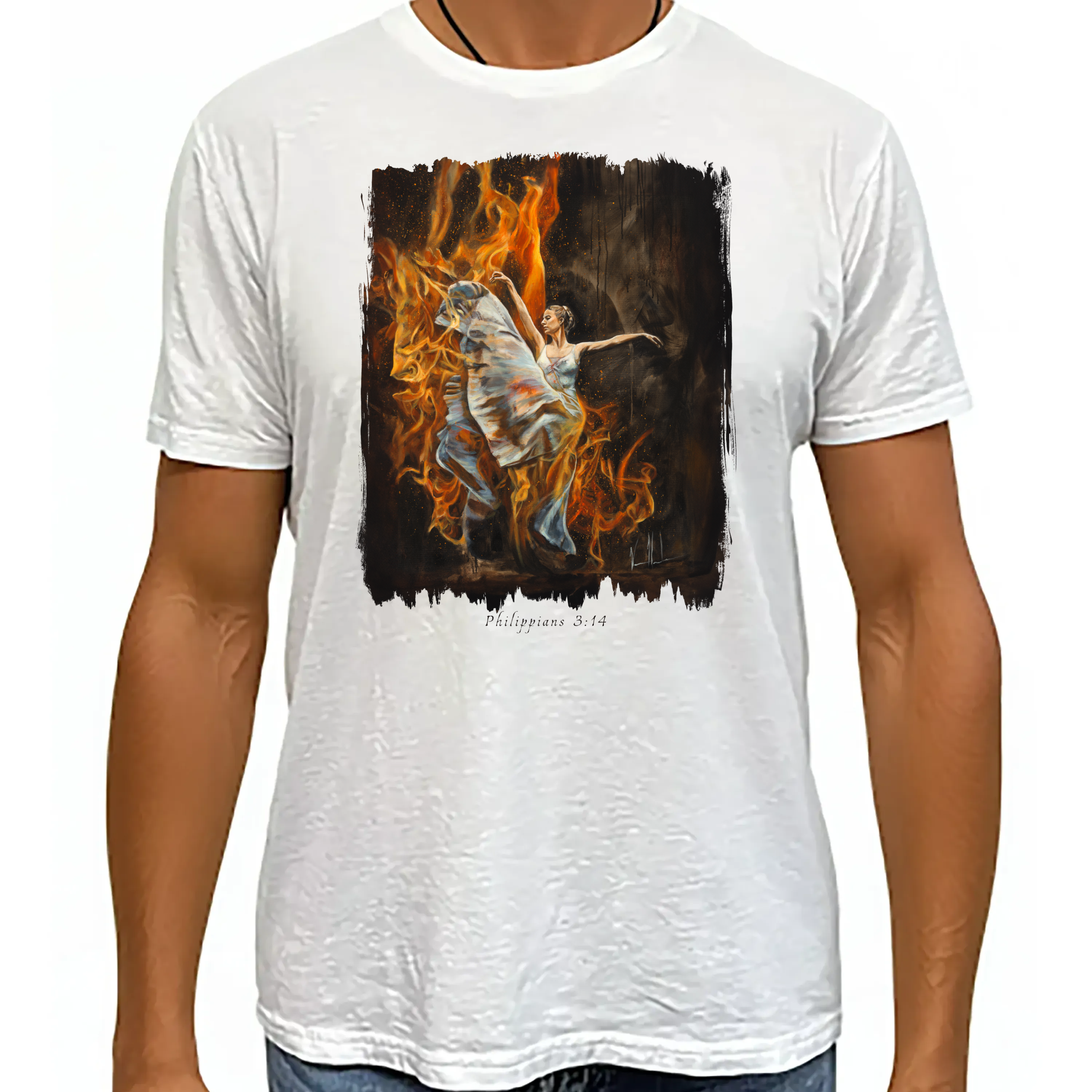 A Burning Flame Within - Unisex T (Premium Organic Fabric) Vanessa Horabuena Bamboo White Small