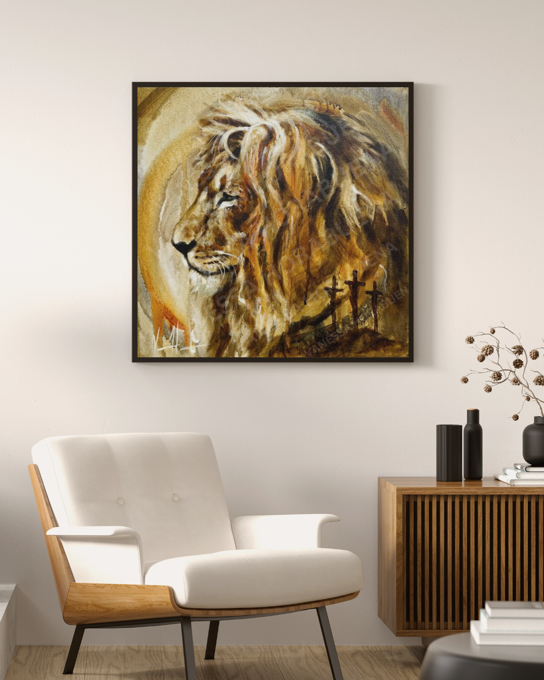 Kingdom of Heaven (Hand Embellishment Canvas Print) Lion Art Print Vanessa Horabuena