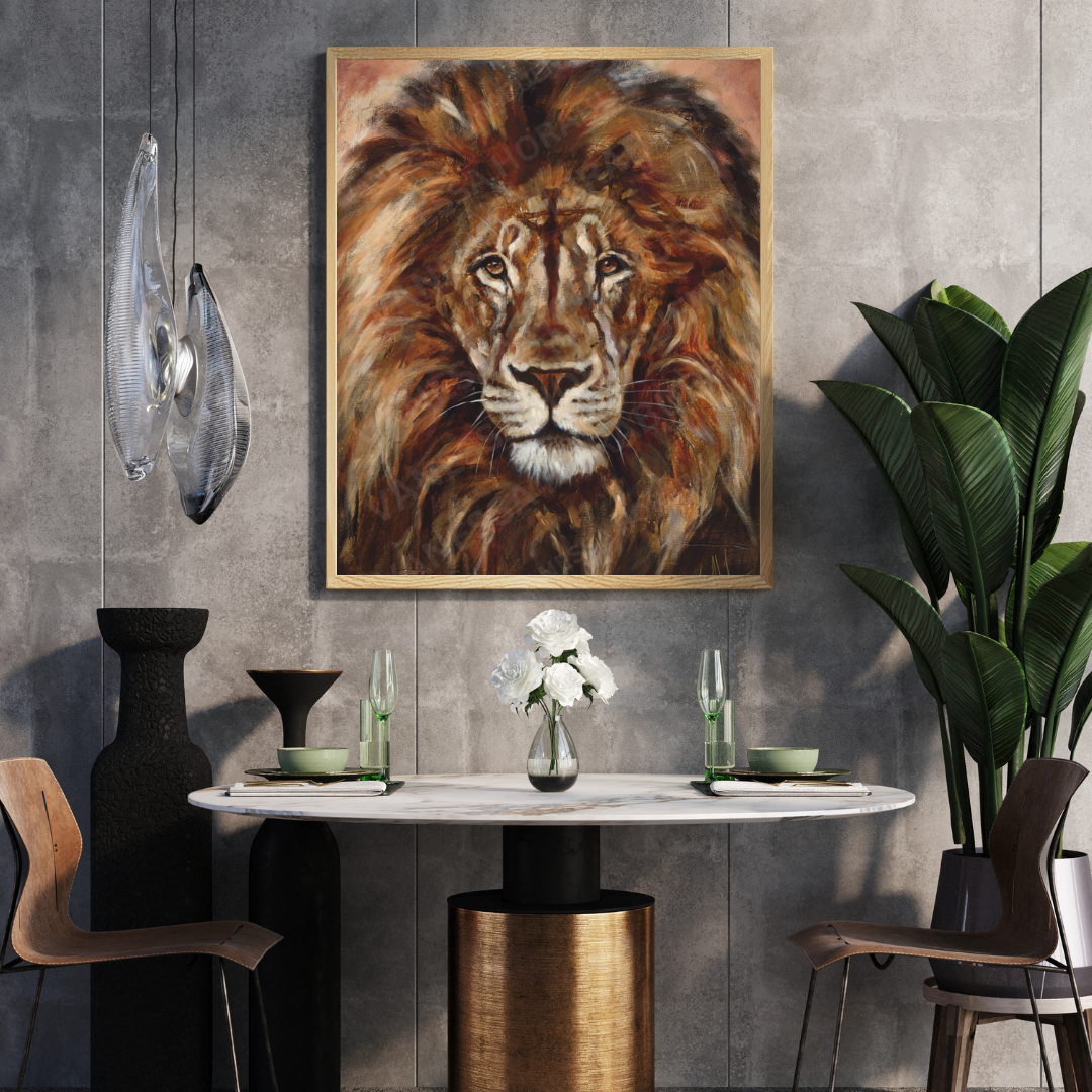 King of Heaven - Glorious Reign (Hand Embellishment Canvas Print) Lion Art Print Vanessa Horabuena