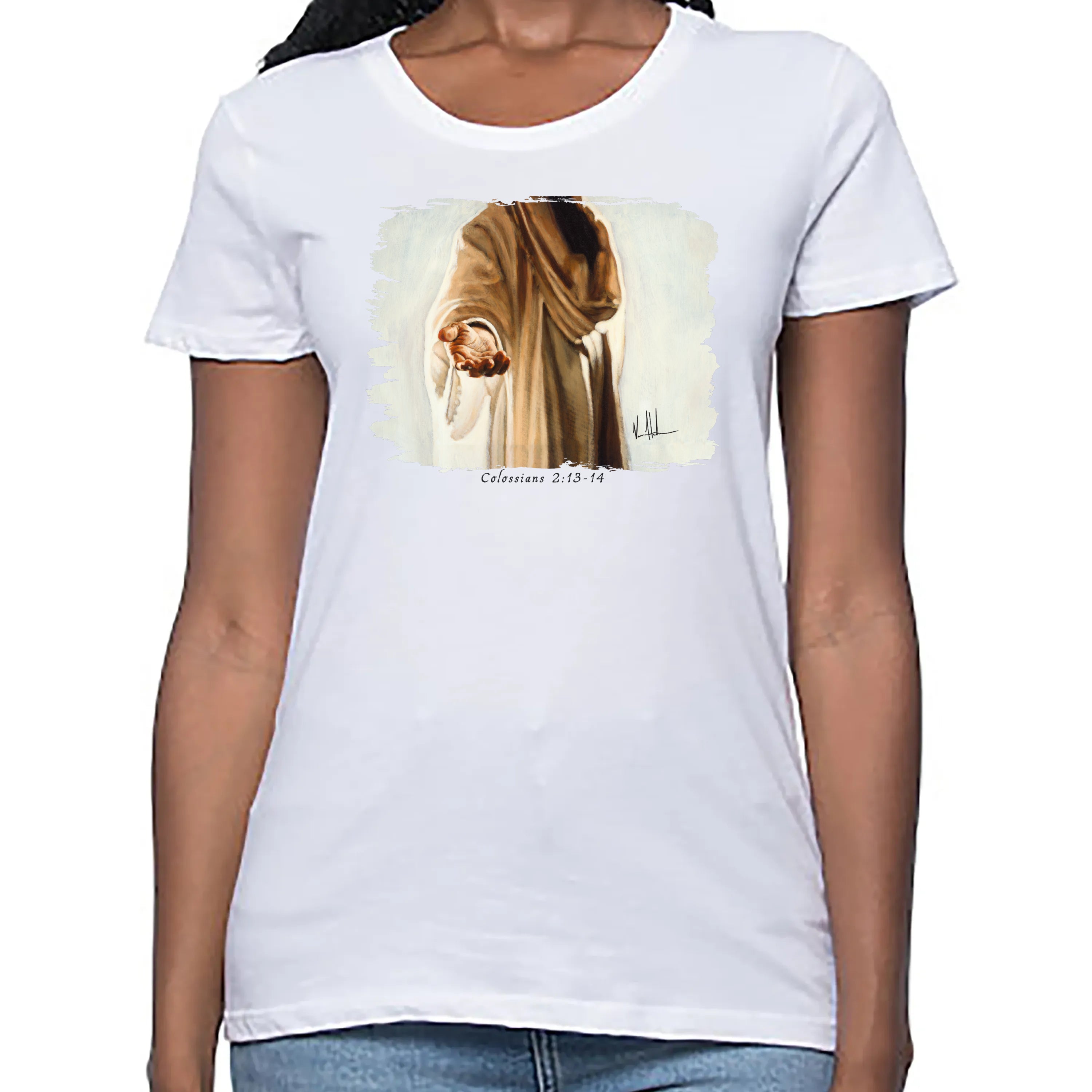 Women's T (Organic Bamboo) - Beckoning Organic Bamboo Vanessa Horabuena Short Sleeve Frost (White) XS