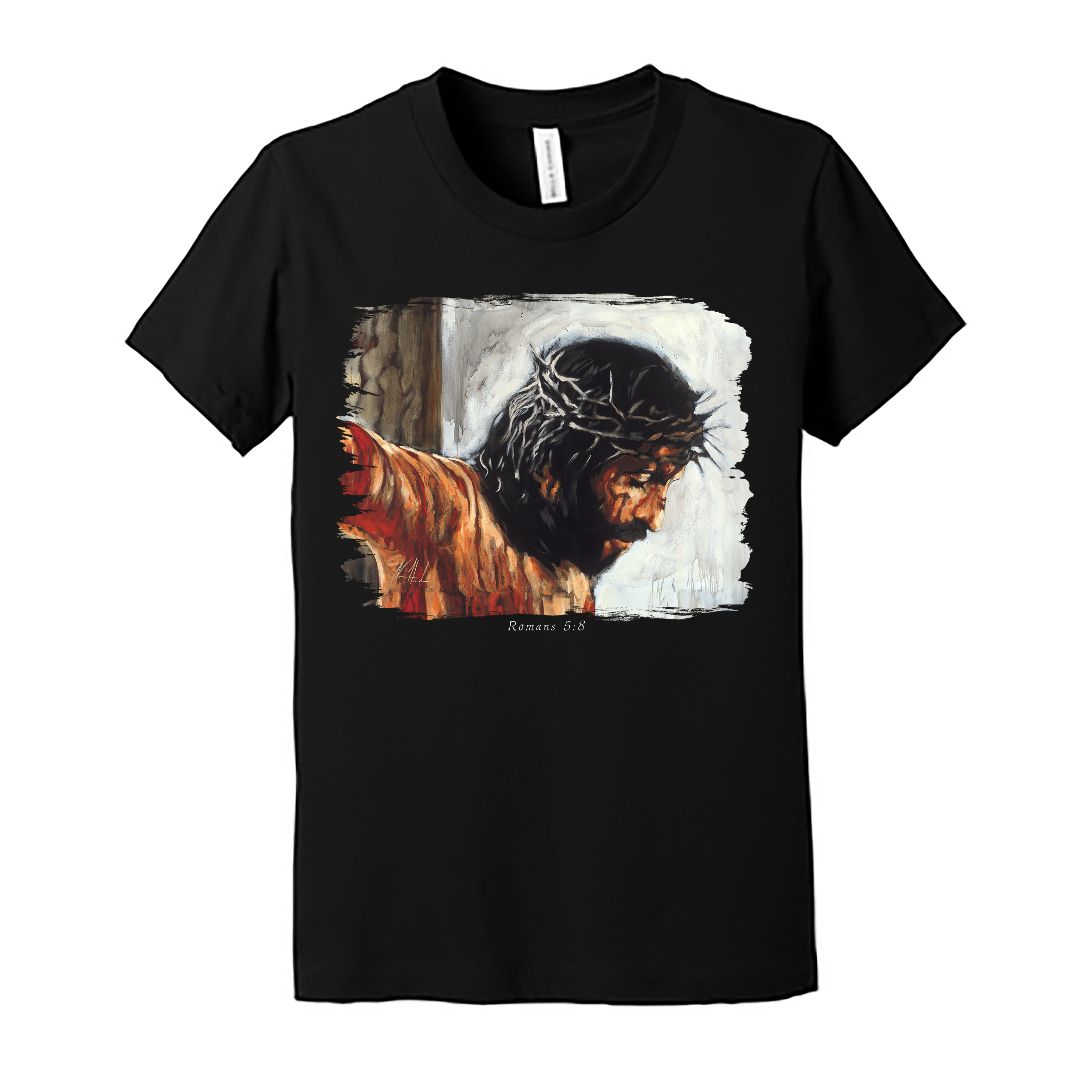 By His Wounds We Are Healed (White Background) - Kids T (Organic Cotton) Organic Cotton Vanessa Horabuena Youth Black Small