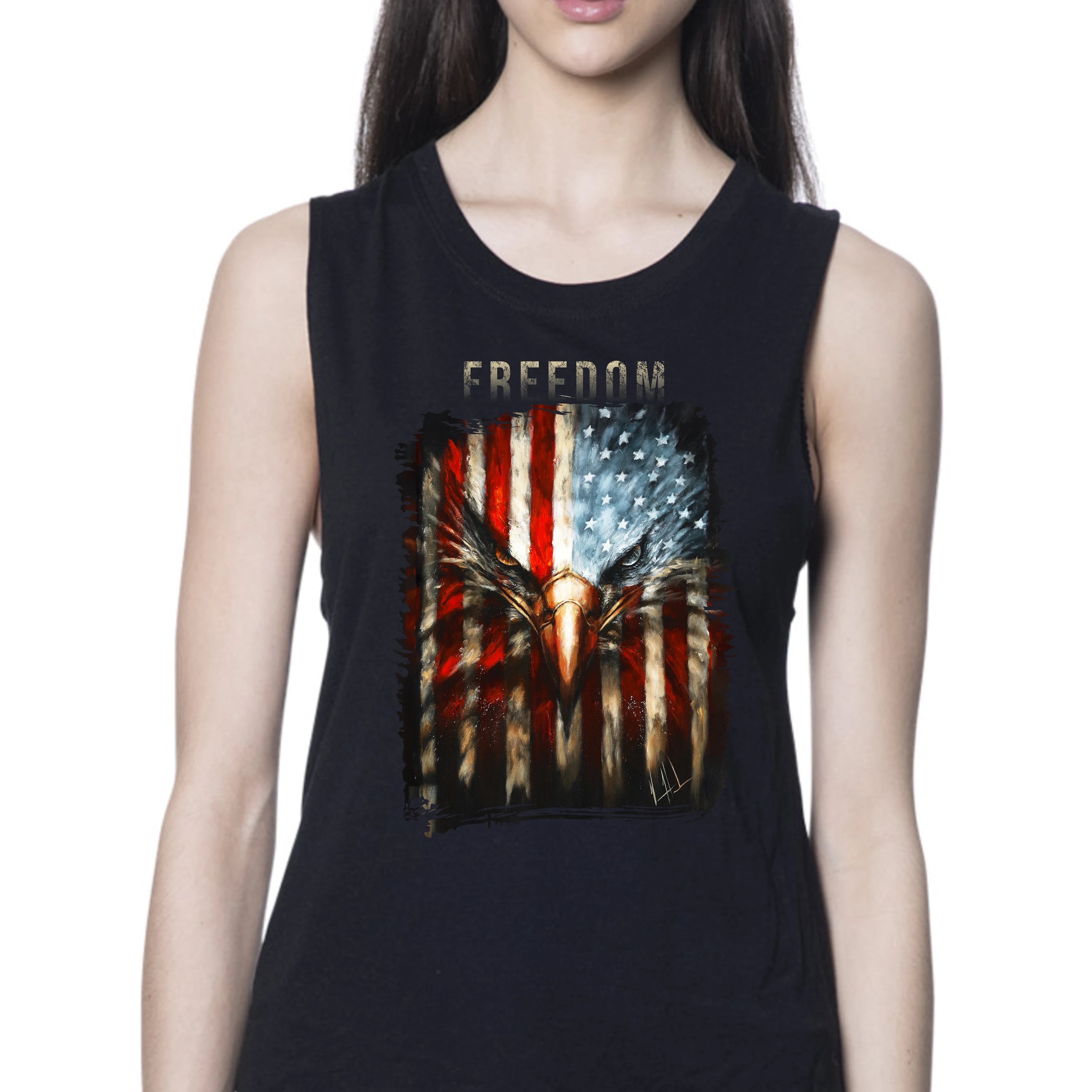 Women's Tank Top (Organic Bamboo) - Stripes of Freedom - 4th of July Organic Bamboo Vanessa Horabuena