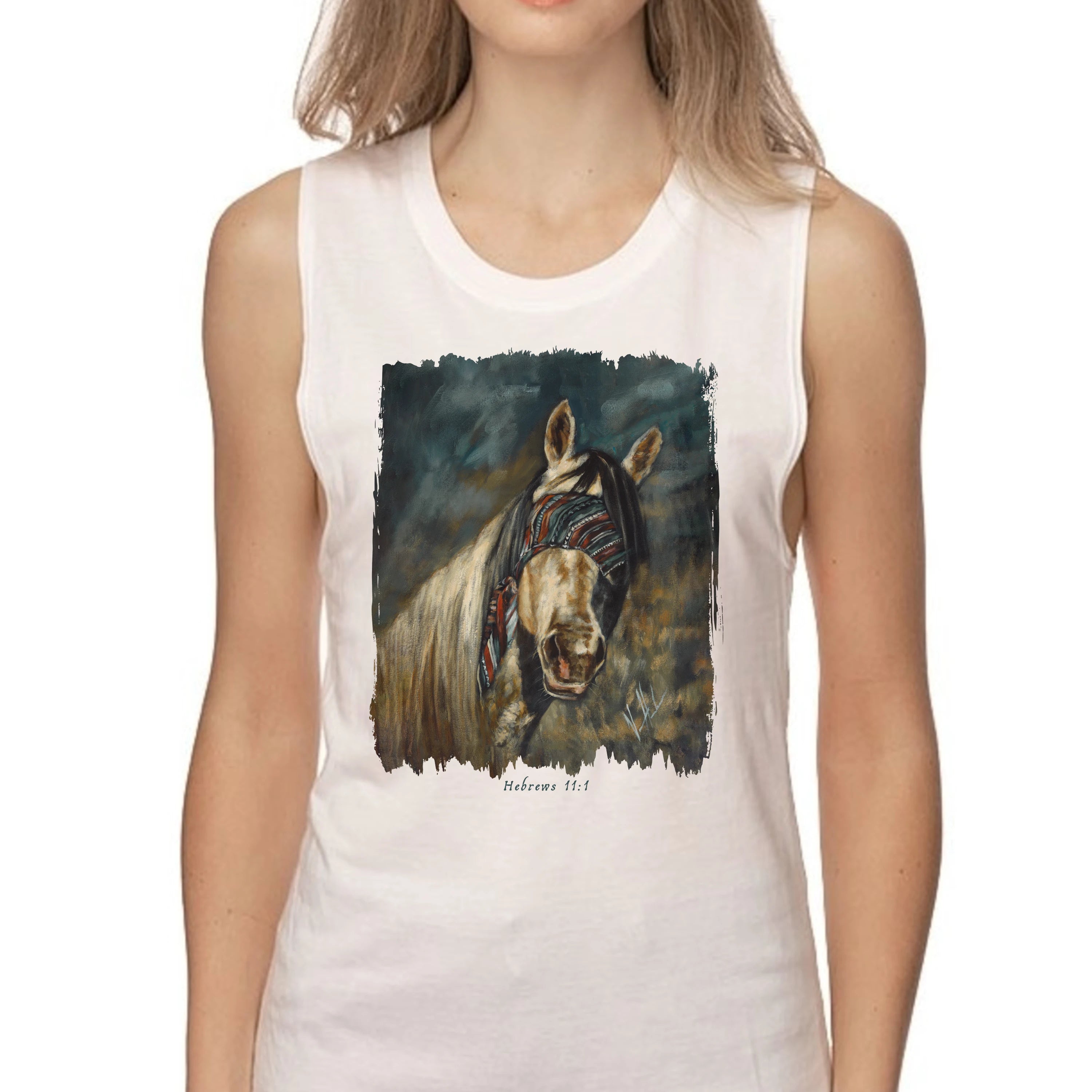 Blind Faith - Women's Tank Top (Organic Bamboo) Organic Bamboo Vanessa Horabuena Short Sleeve Frost (White) XS