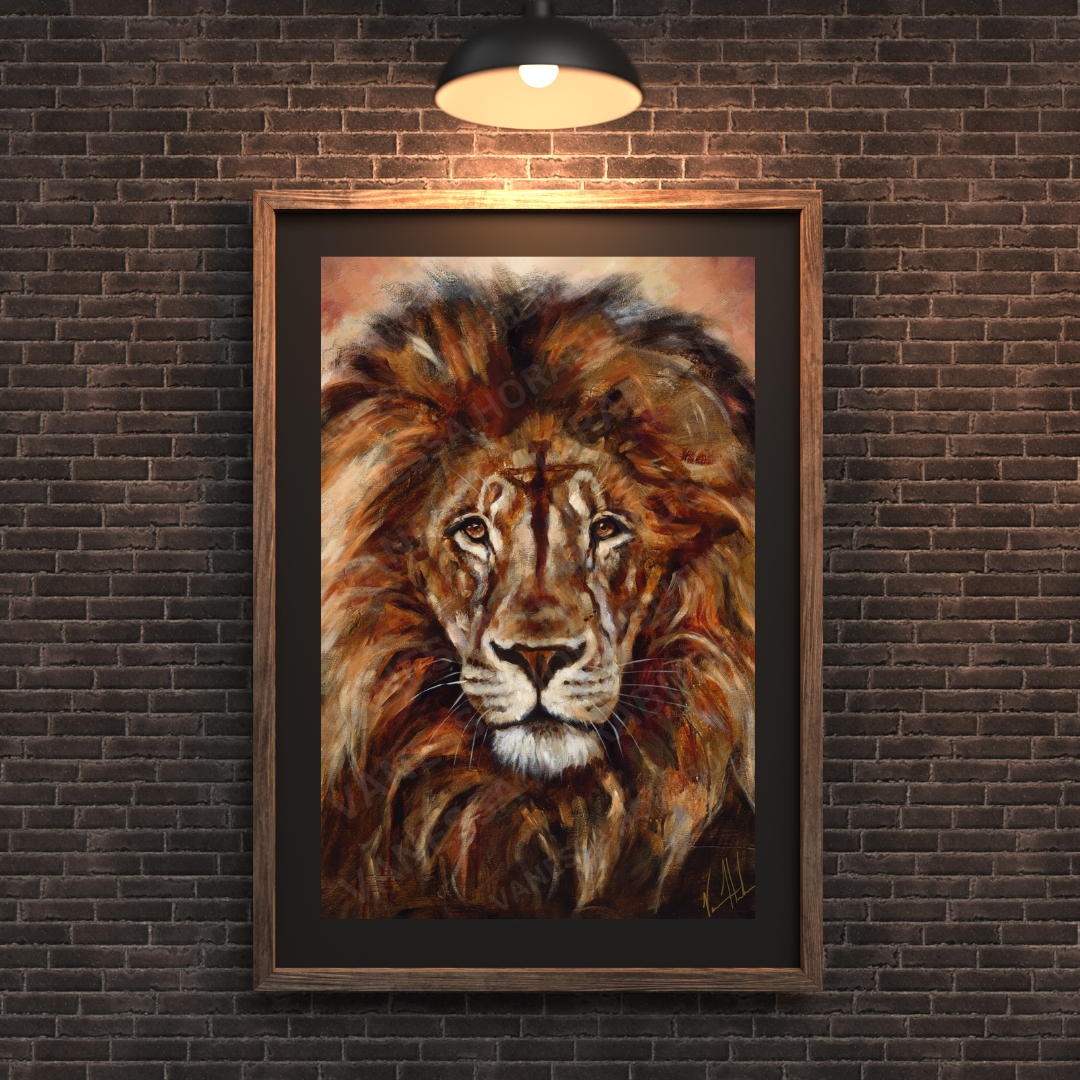 King of Heaven - Glorious Reign (Hand Embellishment Canvas Print) Lion Art Print Vanessa Horabuena
