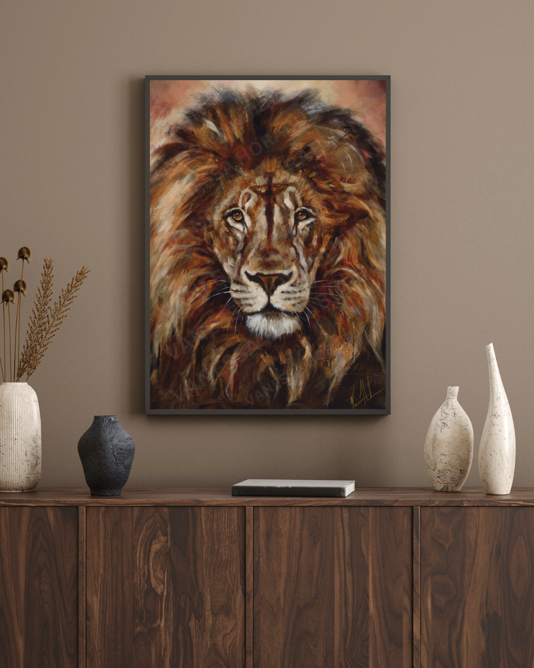 King of Heaven - Glorious Reign (Hand Embellishment Canvas Print) Lion Art Print Vanessa Horabuena