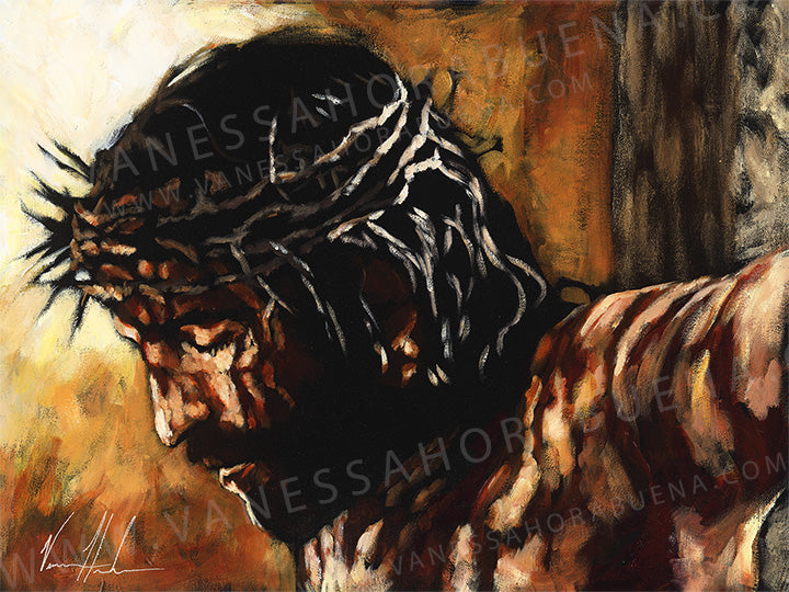 By His Wounds We Are Healed RE-DESIGNED! (Hand Embellishment Canvas Print) Jesus Art Print Vanessa Horabuena