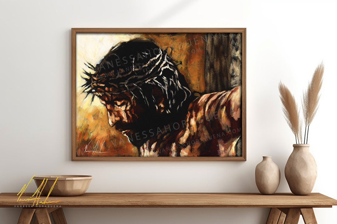 By His Wounds We Are Healed RE-DESIGNED! (Hand Embellishment Canvas Print) Jesus Art Print Vanessa Horabuena