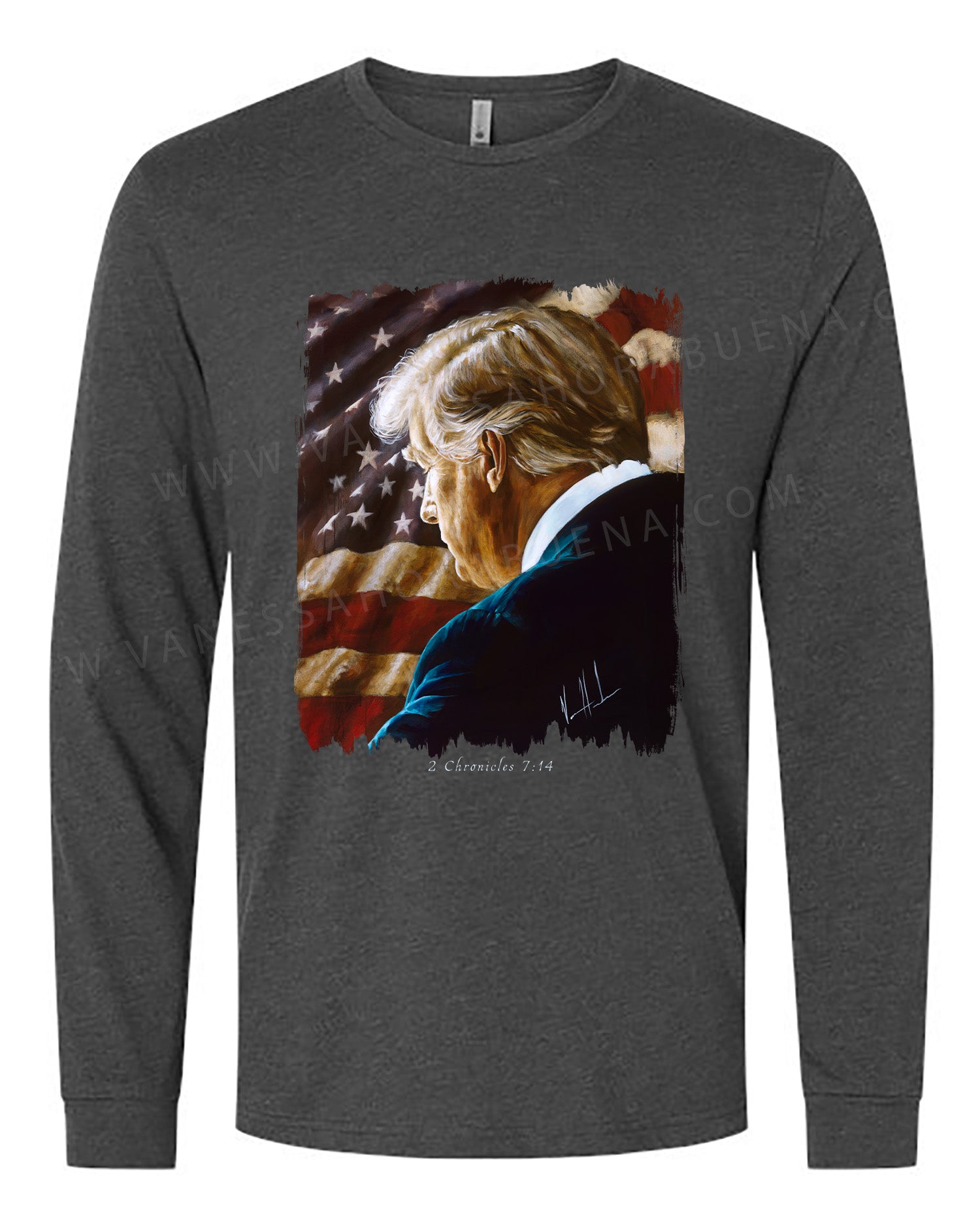 Prayers for Our Nation - Unisex T-Shirt Vanessa Horabuena Long Sleeve Charcoal Small
