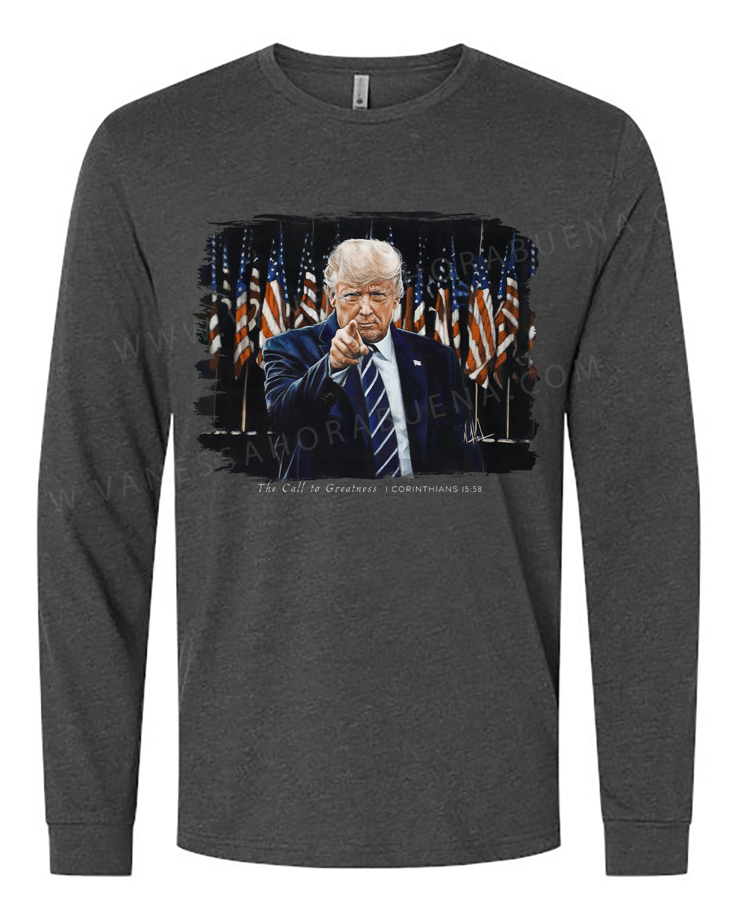 The Call to Greatness - Unisex T-Shirt Vanessa Horabuena Long Sleeve Charcoal Small