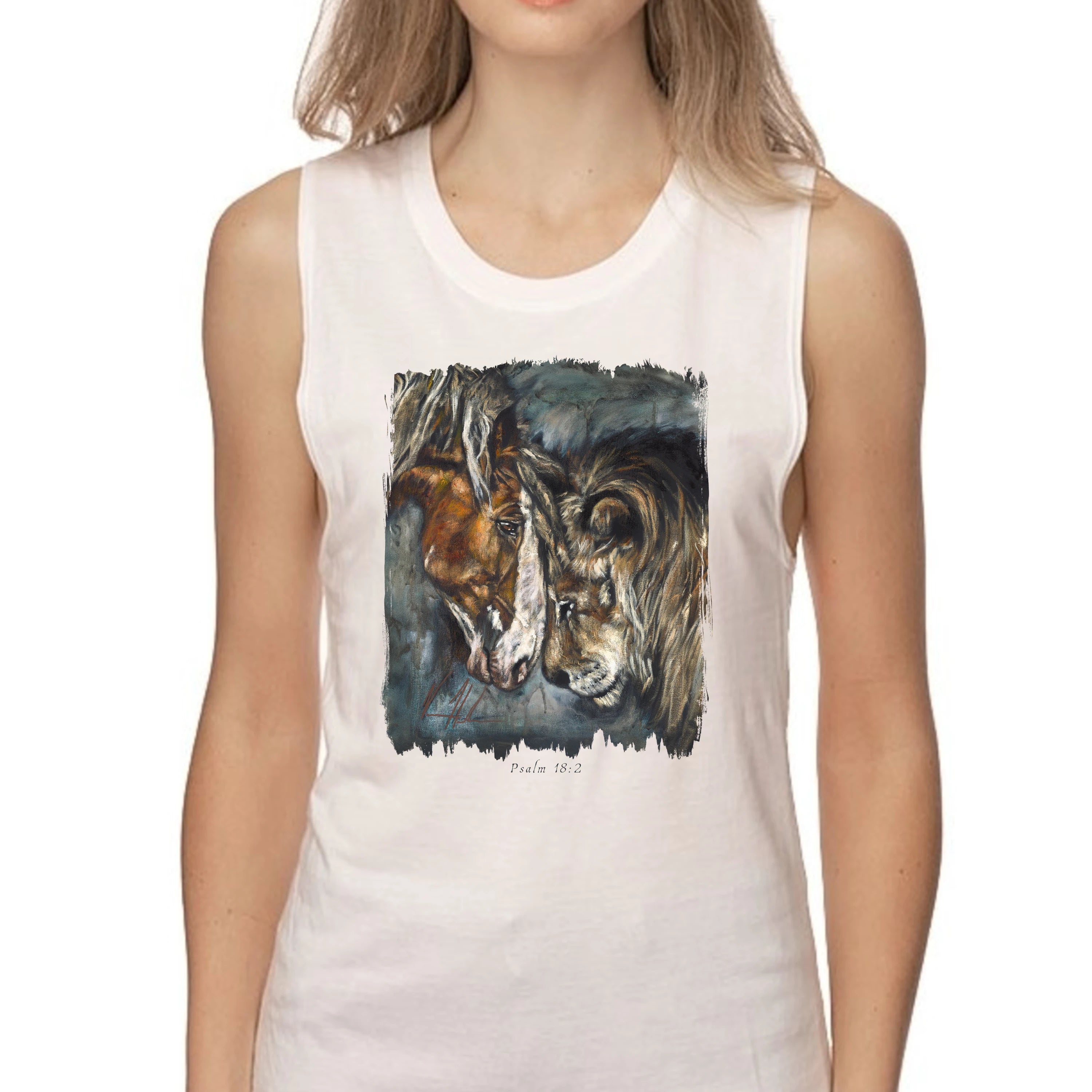 Courage & Strength - Women's Tank Top (Organic Bamboo) Vanessa Horabuena Short Sleeve Frost (White) XS