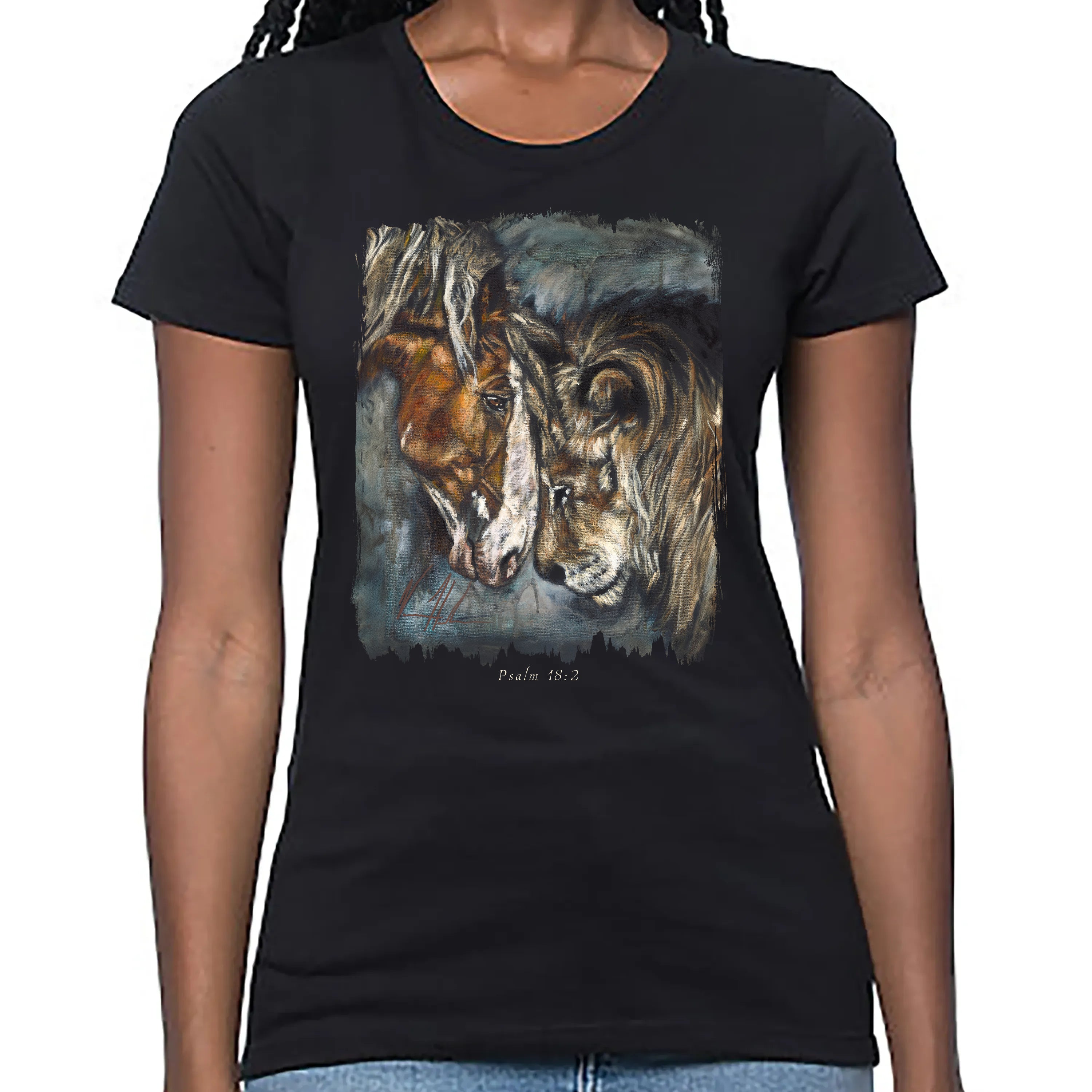 Women's T (Organic Bamboo) - Courage & Strength Organic Bamboo Vanessa Horabuena Short Sleeve Eclipse (Black) XS