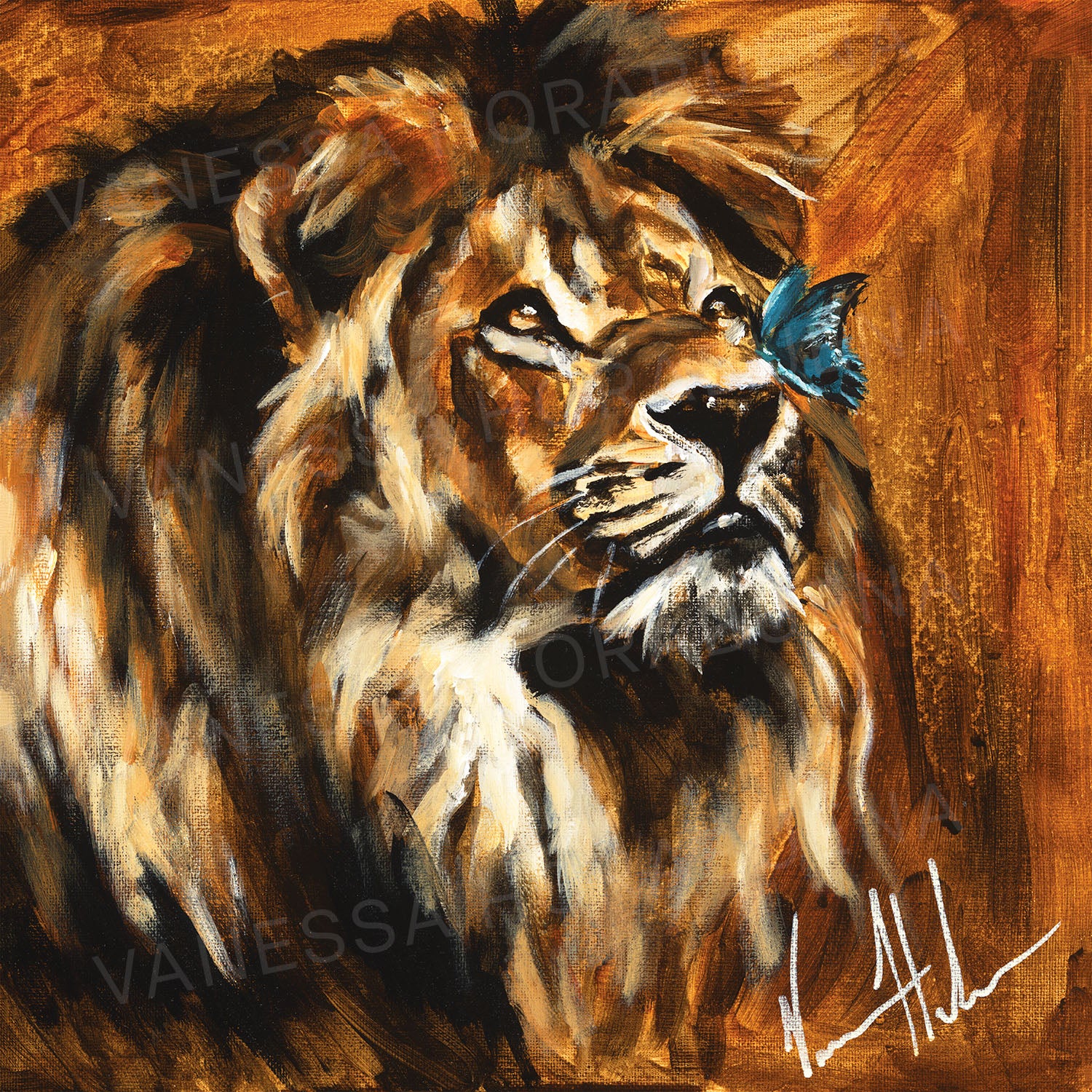 Courage to Change (Fall Edition) Lion Art Print Vanessa Horabuena