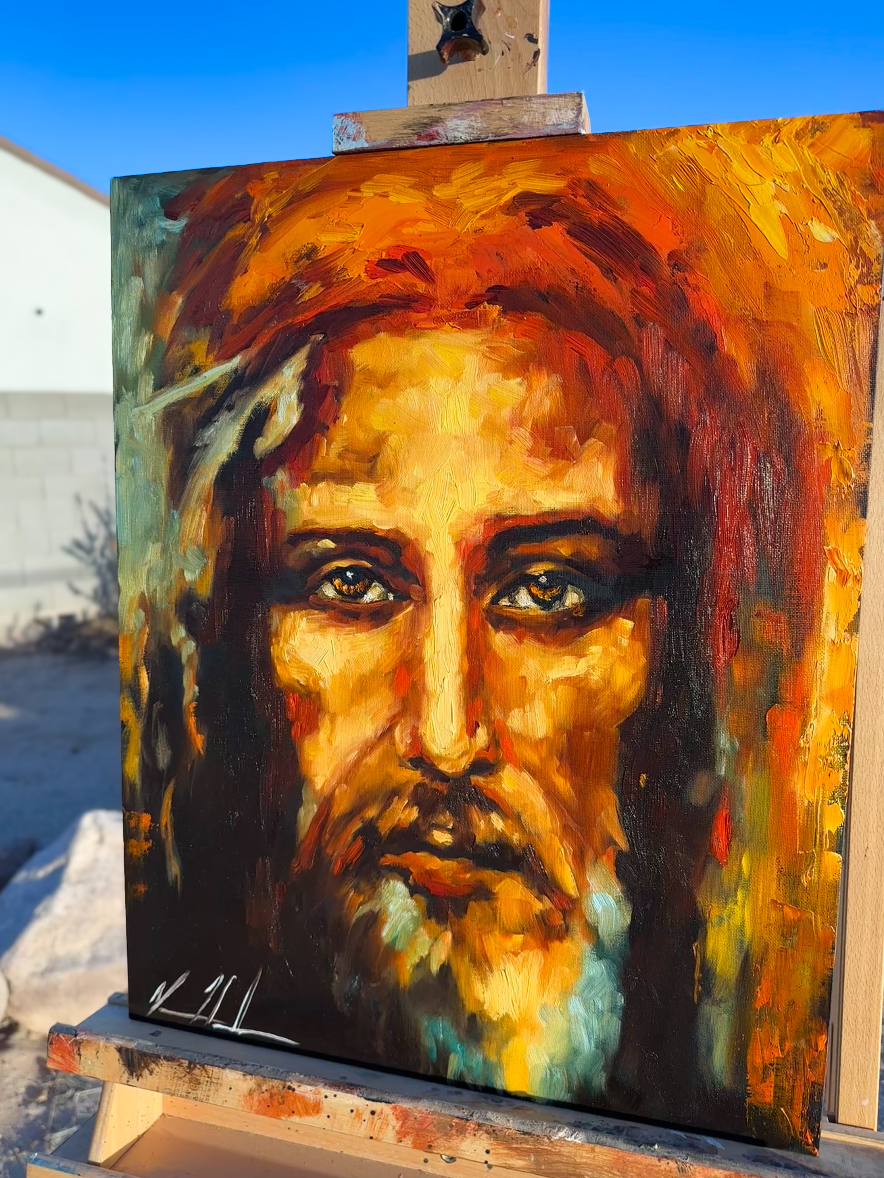 The Shroud of Turin - Colors of Life - 16”x20” Original Oil Painting Original Painting Vanessa Horabuena