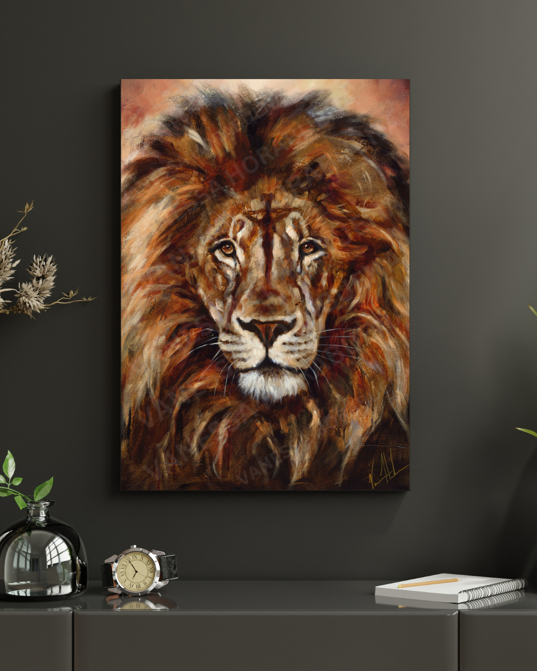 King of Heaven - Glorious Reign (Hand Embellishment Canvas Print) Lion Art Print Vanessa Horabuena
