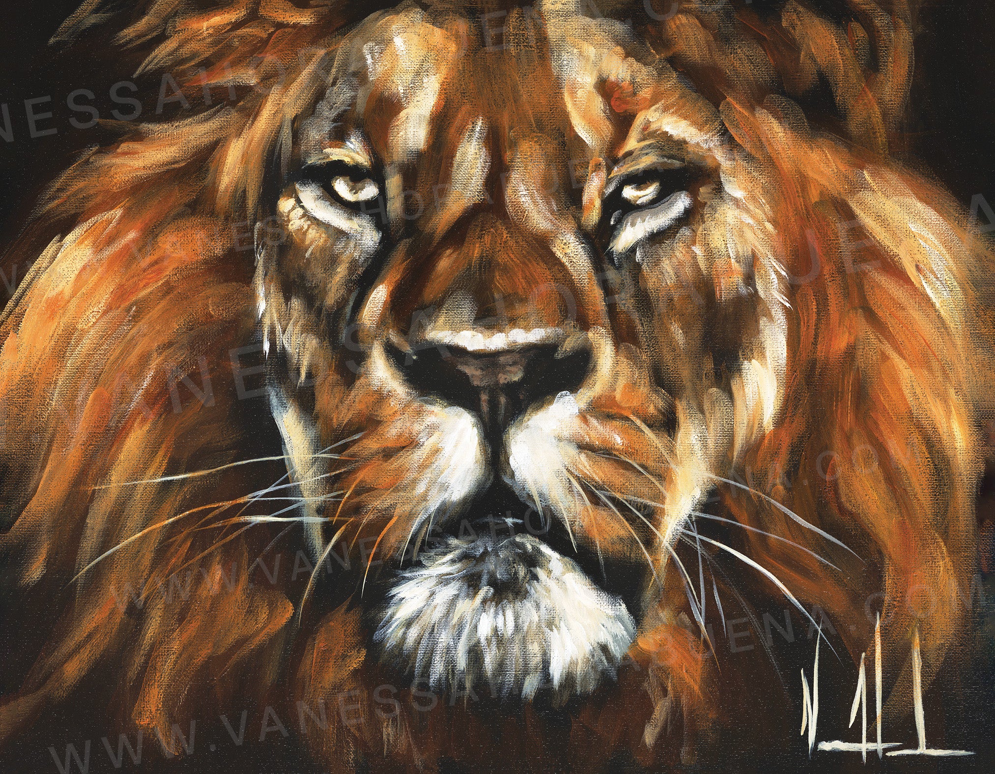 Defender (Hand Embellished Canvas Print) Lion Art Print Vanessa Horabuena