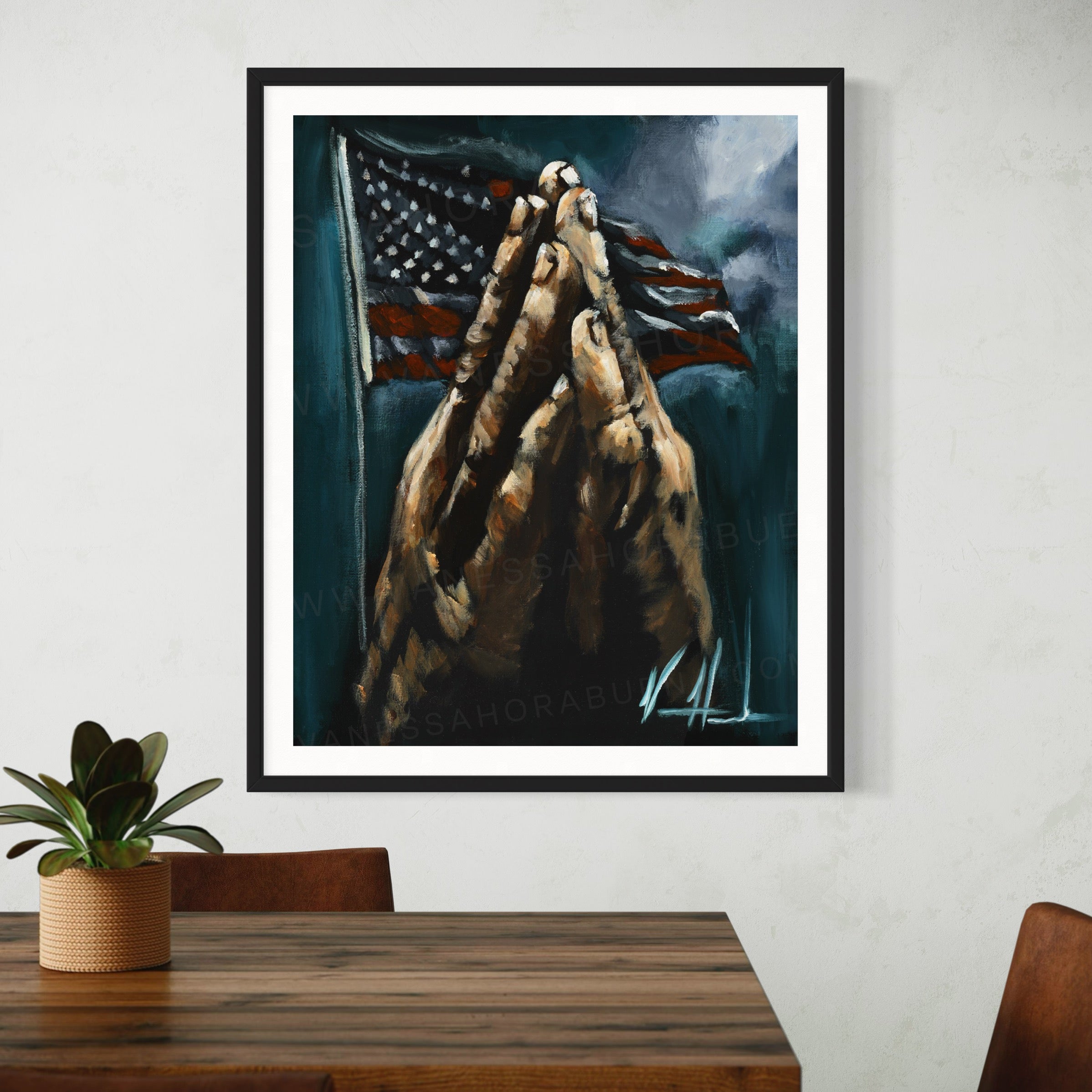 Heal Our Land (Hand Embellishment Canvas Print) Patriotic Art Print Vanessa Horabuena