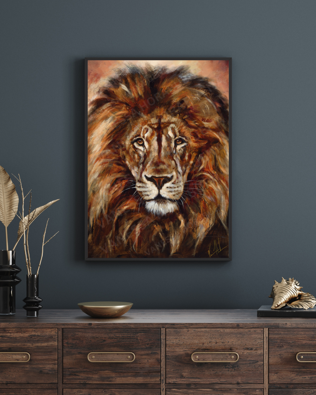 King of Heaven - Glorious Reign (Hand Embellishment Canvas Print) Lion Art Print Vanessa Horabuena