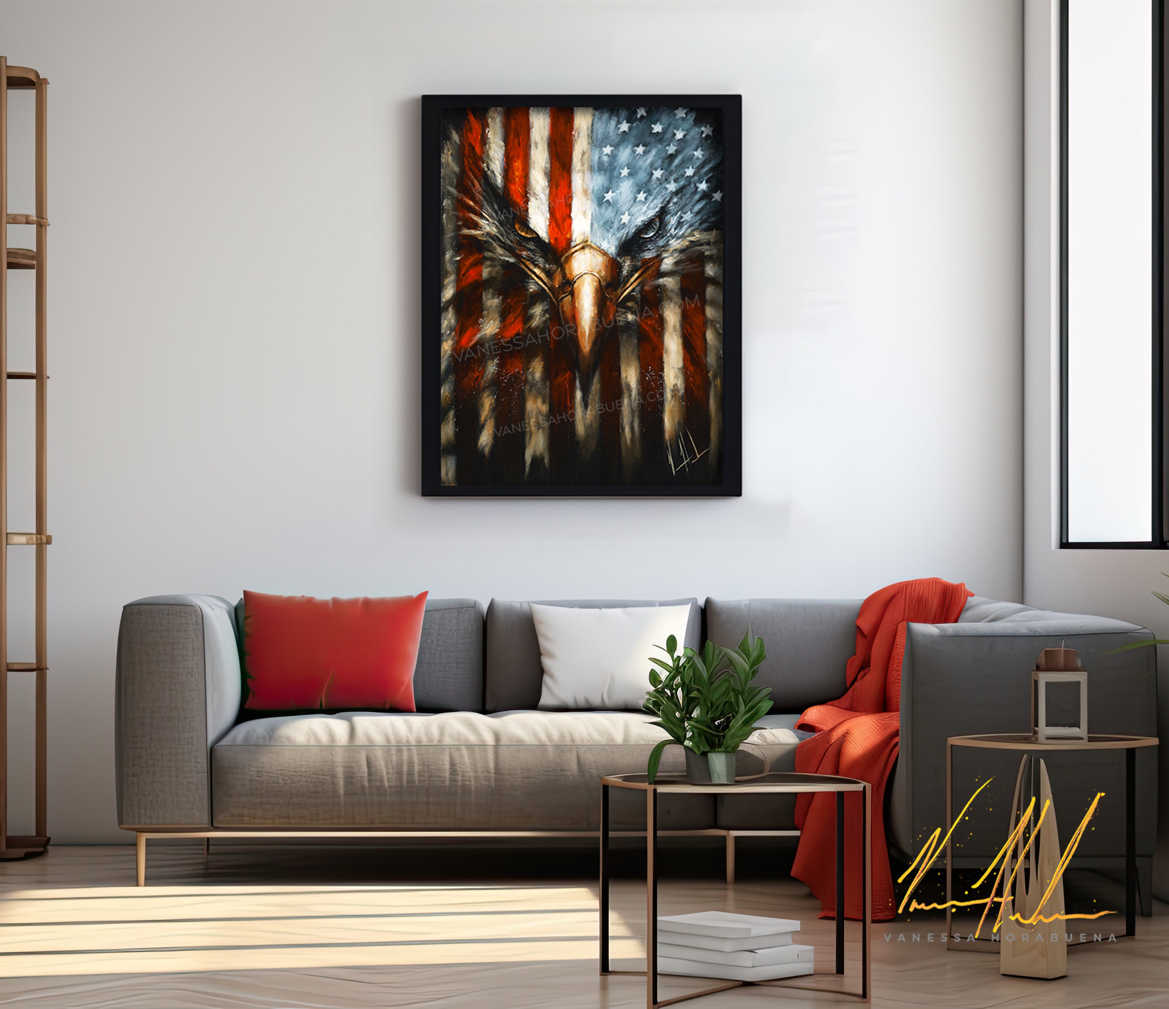 Stripes of Freedom - Memorial Day Edition (Hand Embellishment Canvas Print) Patriotic Art Print Vanessa Horabuena