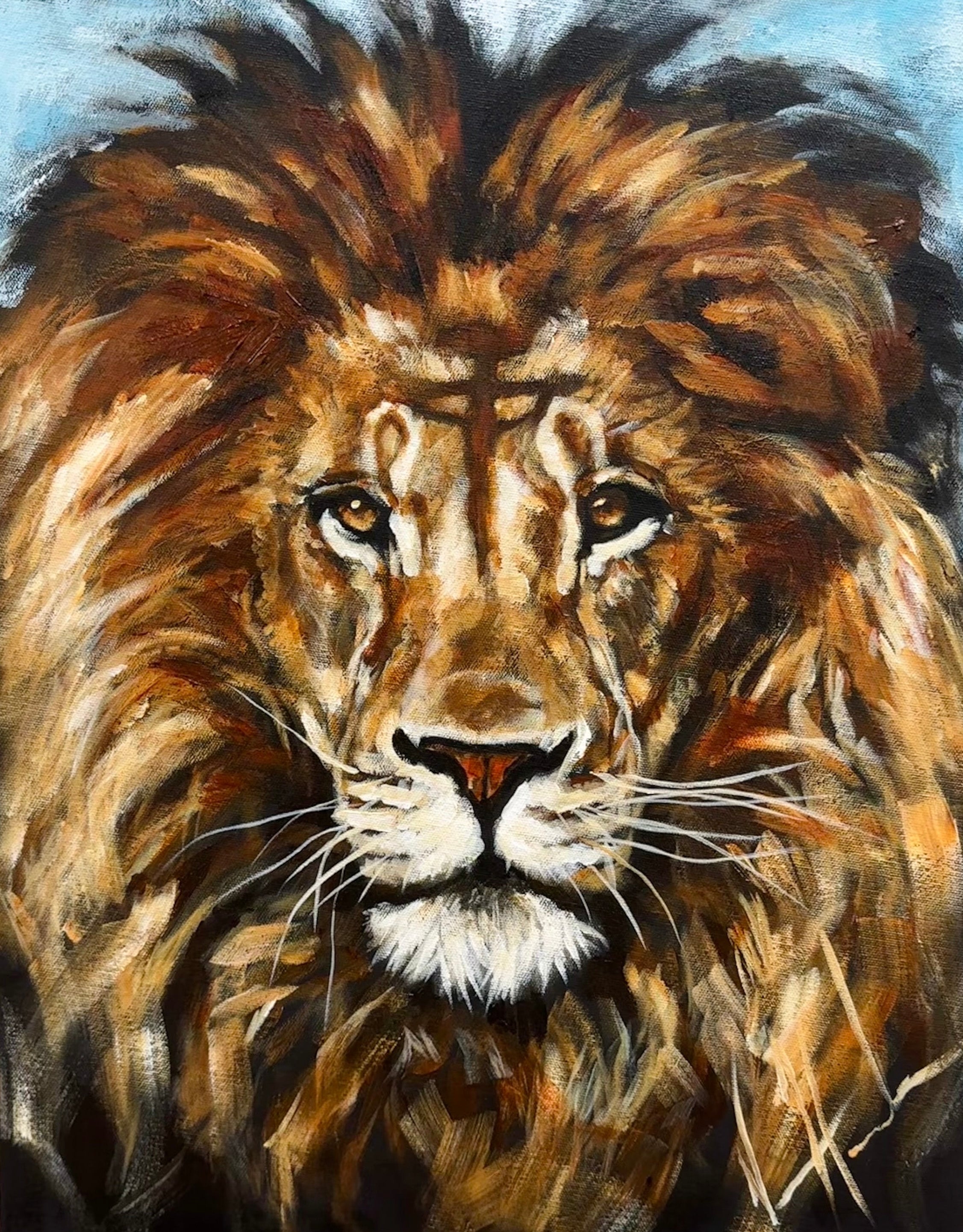 King of Heaven (Hand Embellished Canvas Print) Lion Art Print Vanessa Horabuena