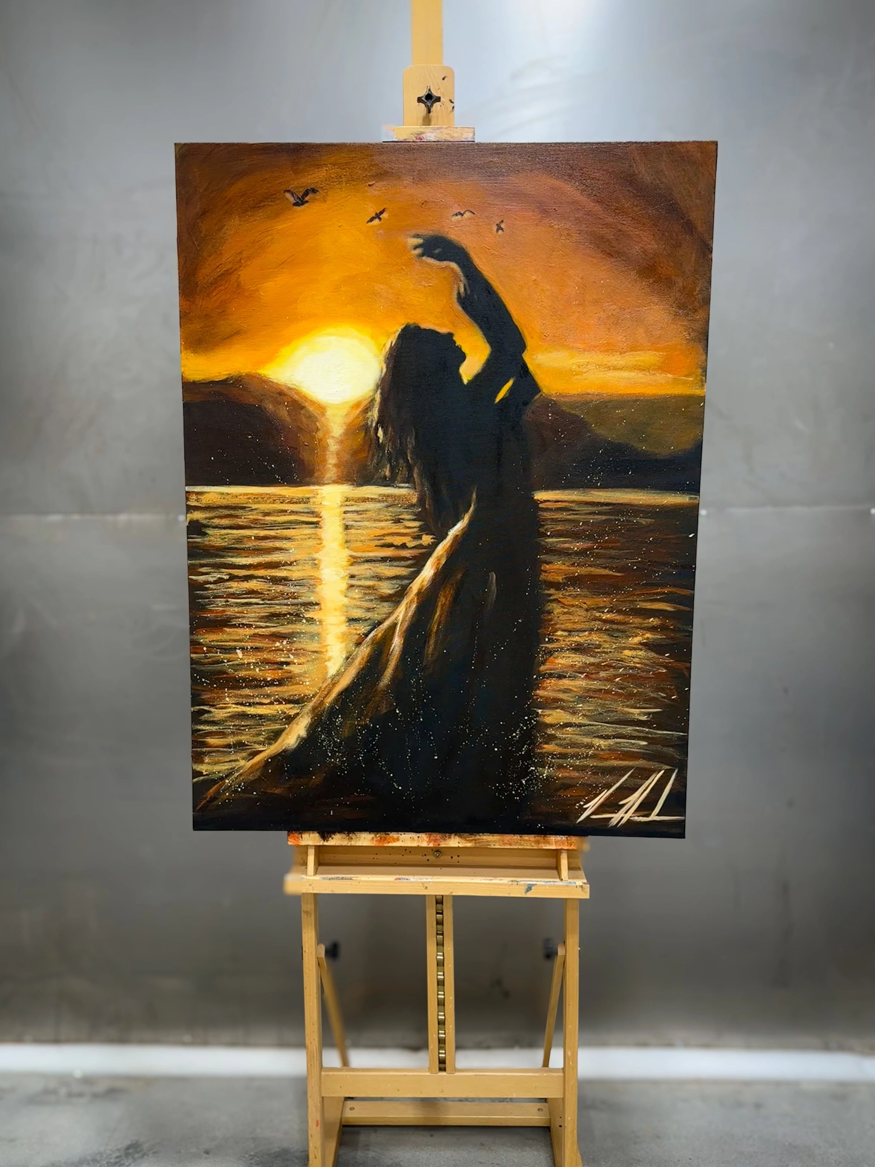 Upon the Waters - 30”x40” Original Acrylic Painting - LIVE WORSHIP PAINTING Original Painting Vanessa Horabuena