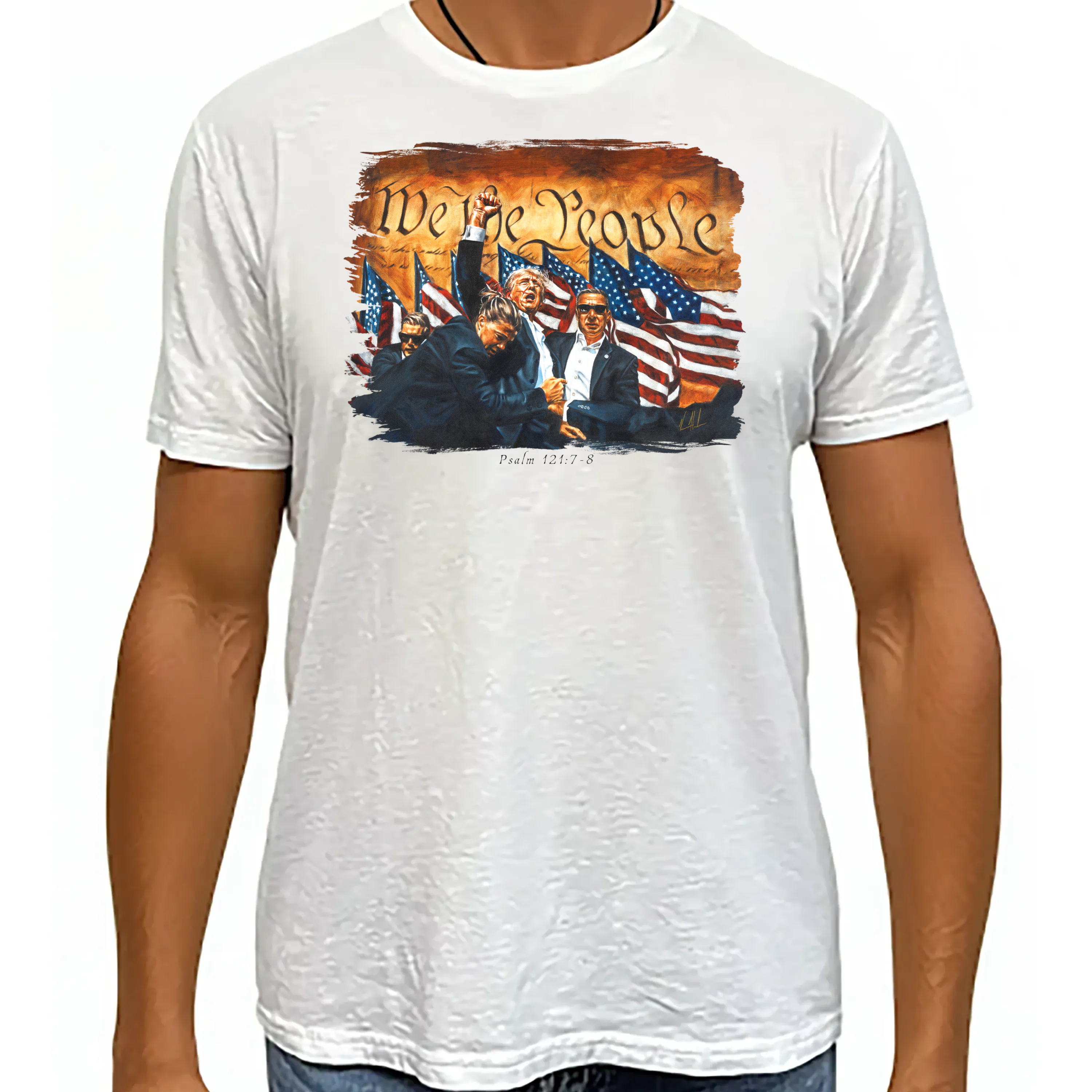 Fight For America - Unisex T (Premium Organic Fabric) Vanessa Horabuena Bamboo White Small