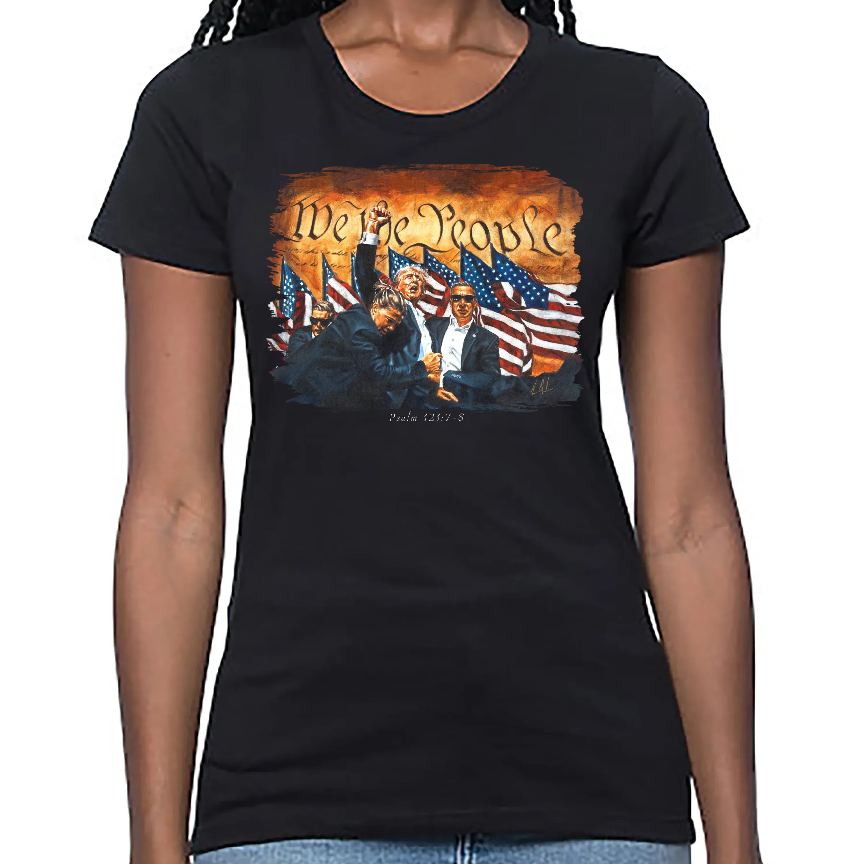 Women's T (Organic Bamboo) - Fight for America Organic Bamboo Vanessa Horabuena Short Sleeve Eclipse (Black) XS