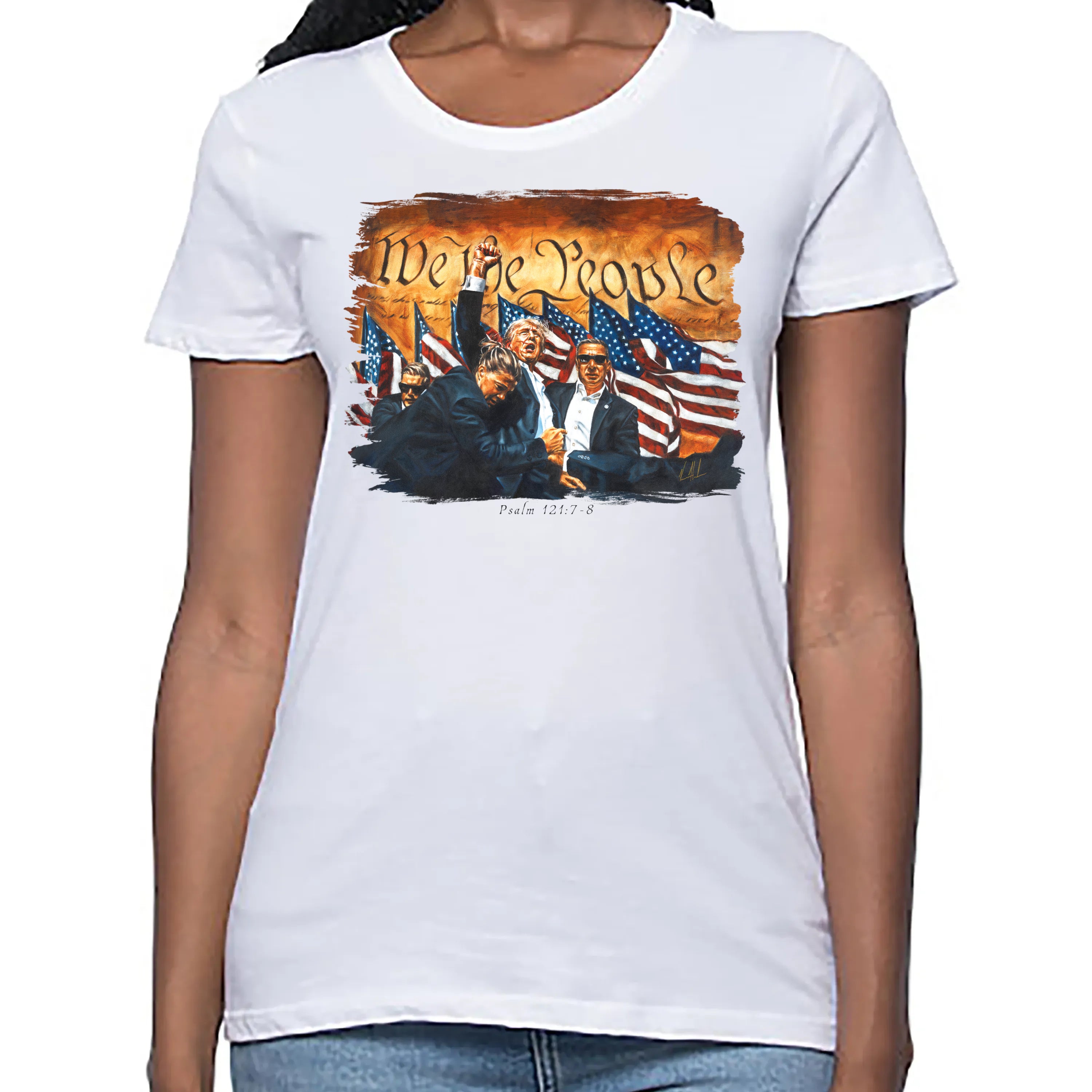 Women's T (Organic Bamboo) - Fight for America Organic Bamboo Vanessa Horabuena Short Sleeve Frost (White) XS