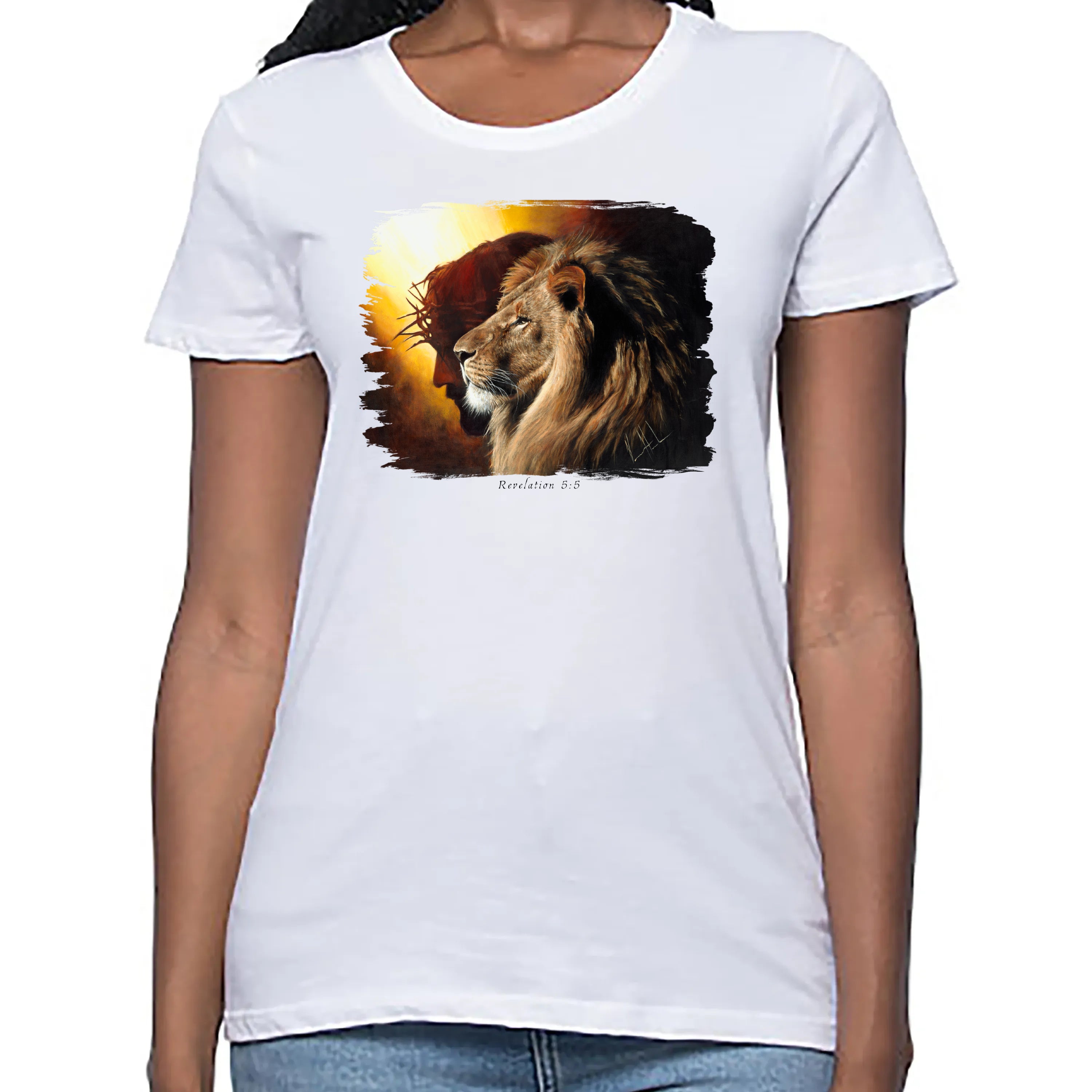 Women's T (Organic Bamboo) - The Lion of Judah Organic Bamboo Vanessa Horabuena Short Sleeve Frost (White) XS