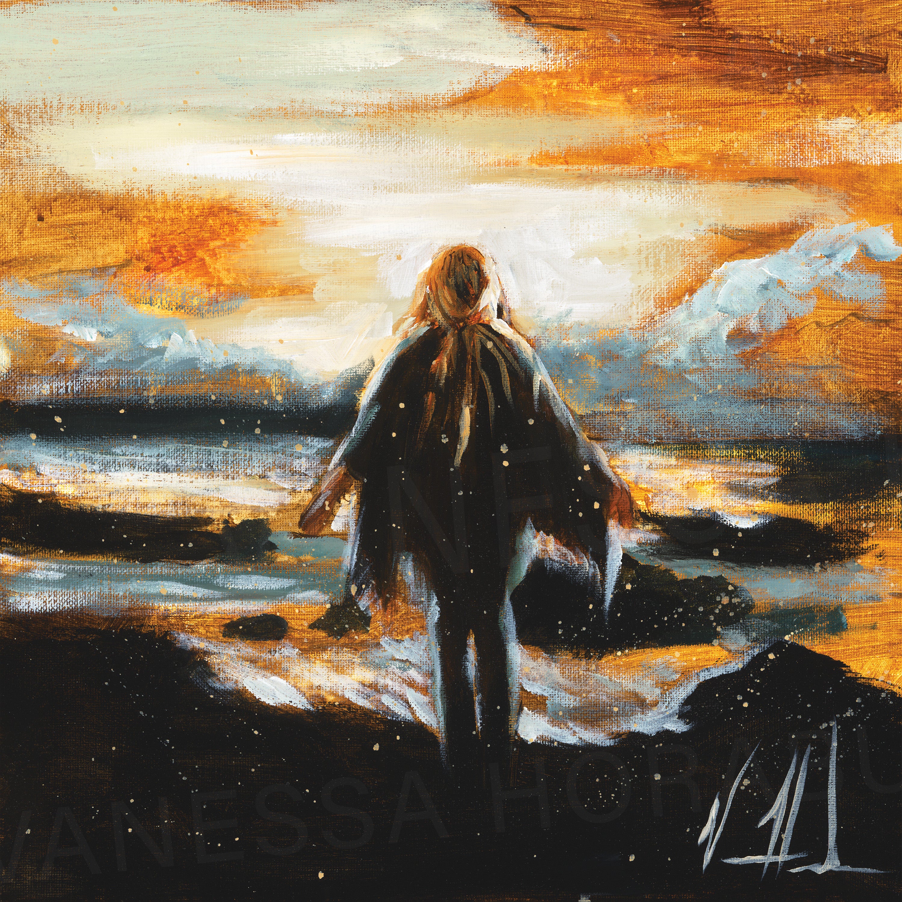 Shine Your Light on Me (Hand Embellished Canvas Print) Women's Art Print Vanessa Horabuena