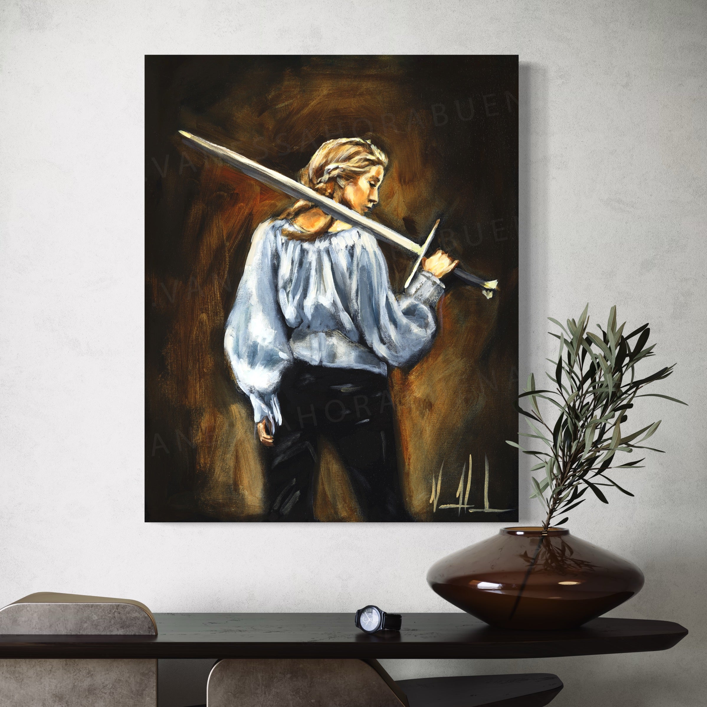 Sword of the Spirit (Hand Embellishment Canvas Print) Women's Art Print Vanessa Horabuena