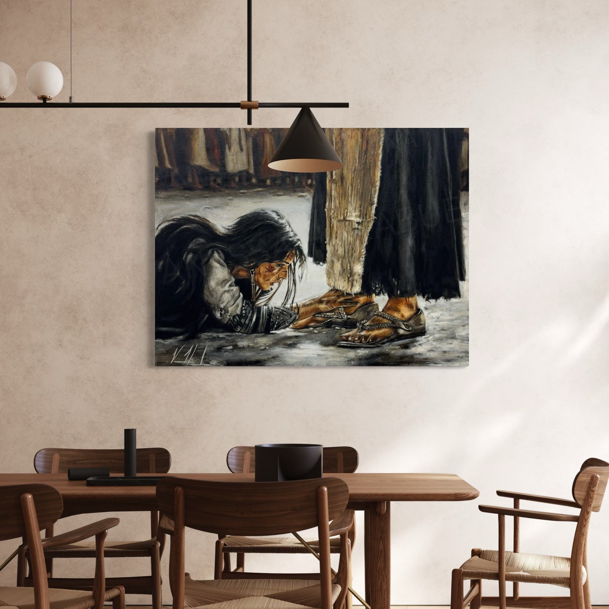 "Woman, Where Are Your Accusers?" (Hand Embellished Canvas Print) Women's Art Print, Jesus Art Print Vanessa Horabuena