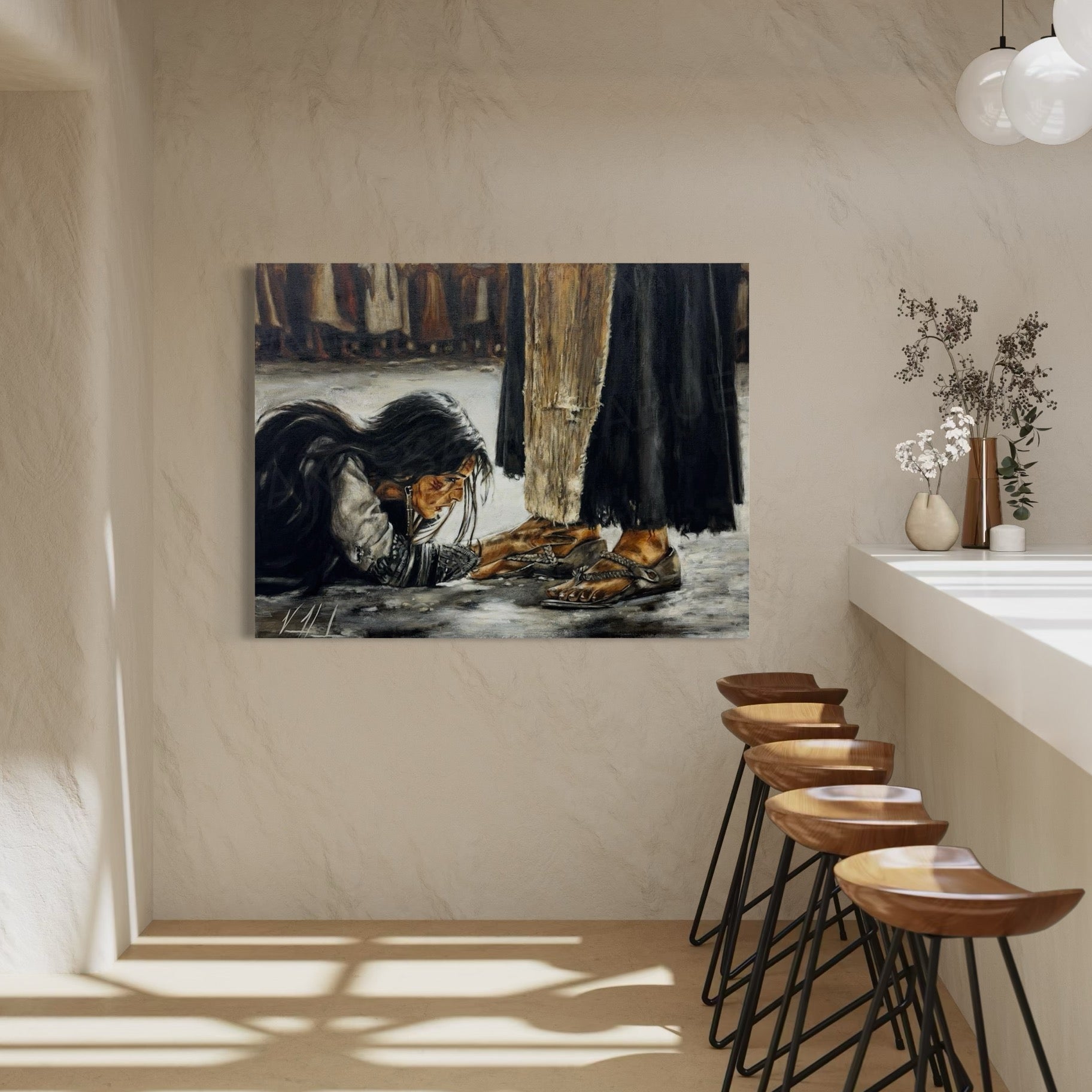 "Woman, Where Are Your Accusers?" (Hand Embellished Canvas Print) Women's Art Print, Jesus Art Print Vanessa Horabuena