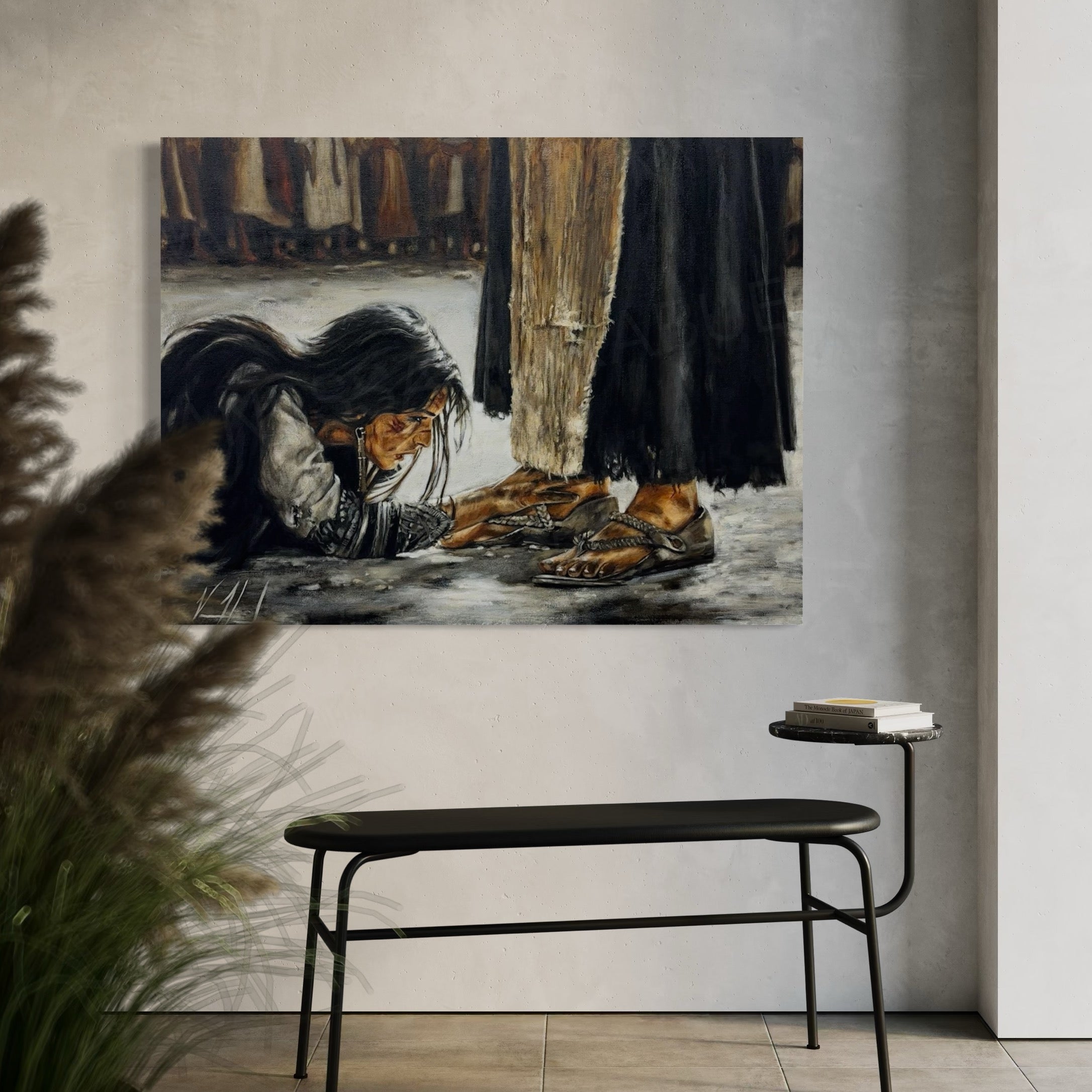 "Woman, Where Are Your Accusers?" (Hand Embellished Canvas Print) Women's Art Print, Jesus Art Print Vanessa Horabuena