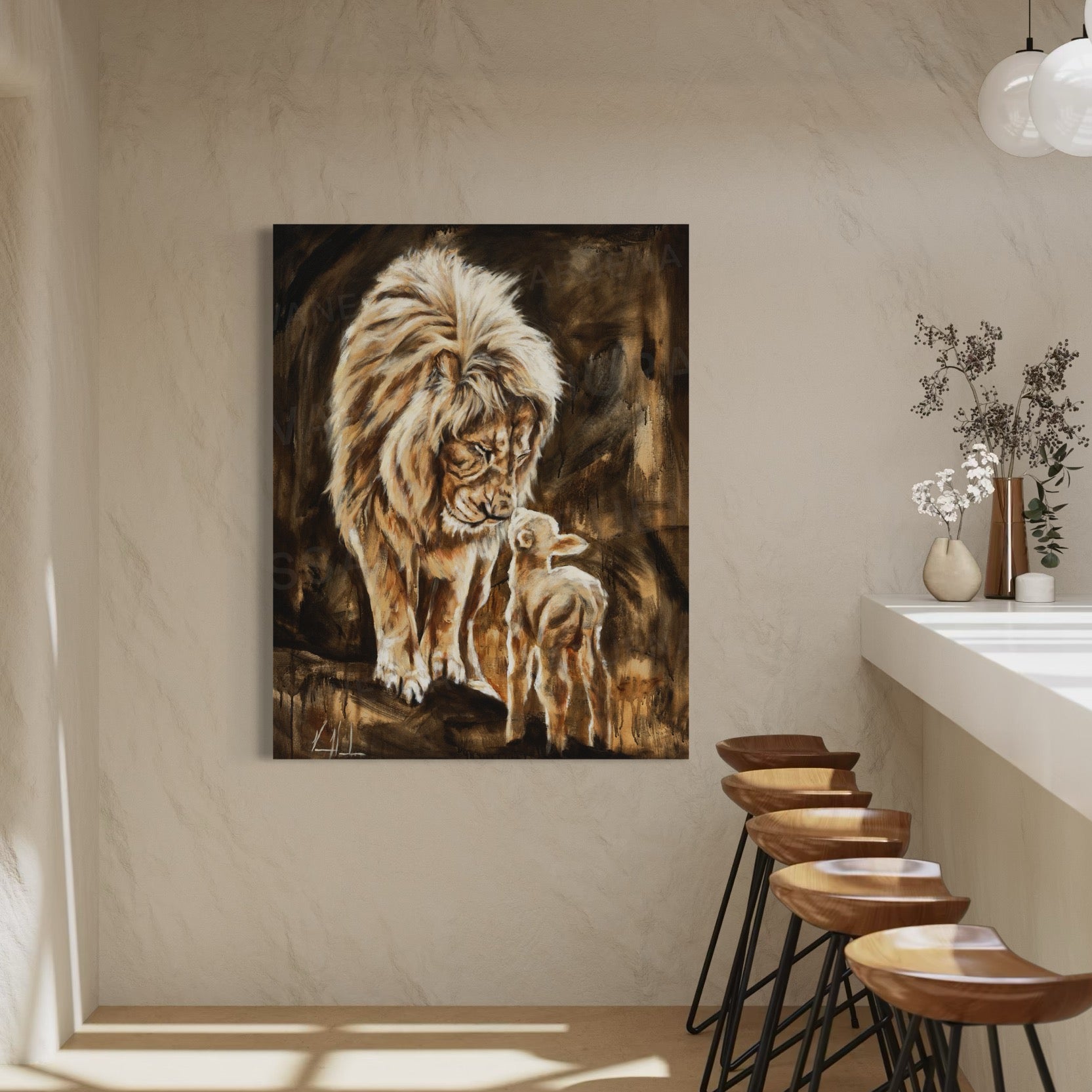 The Heart of God (Brown Background) Lion Art Print Vanessa Horabuena