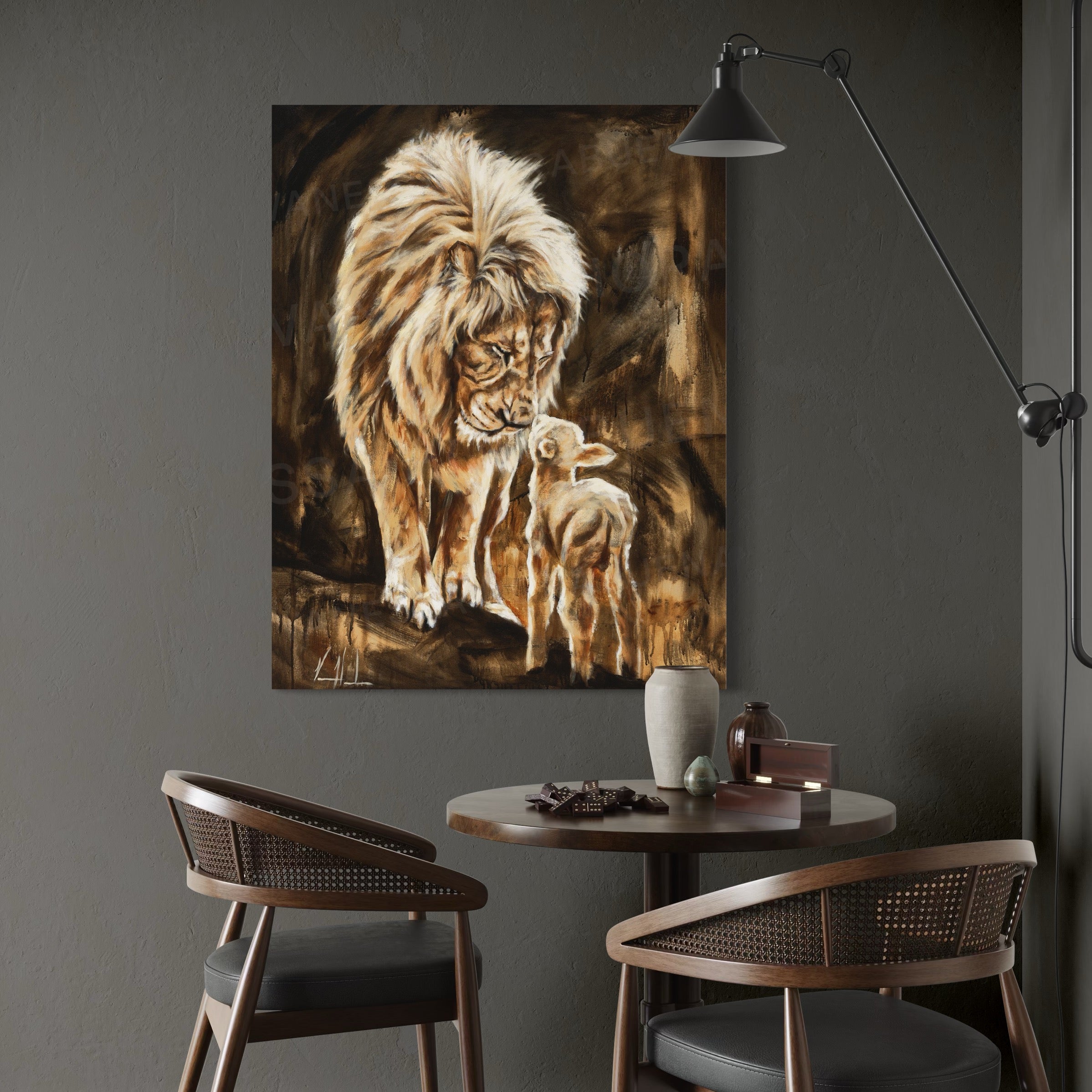 The Heart of God (Brown Background) Lion Art Print Vanessa Horabuena