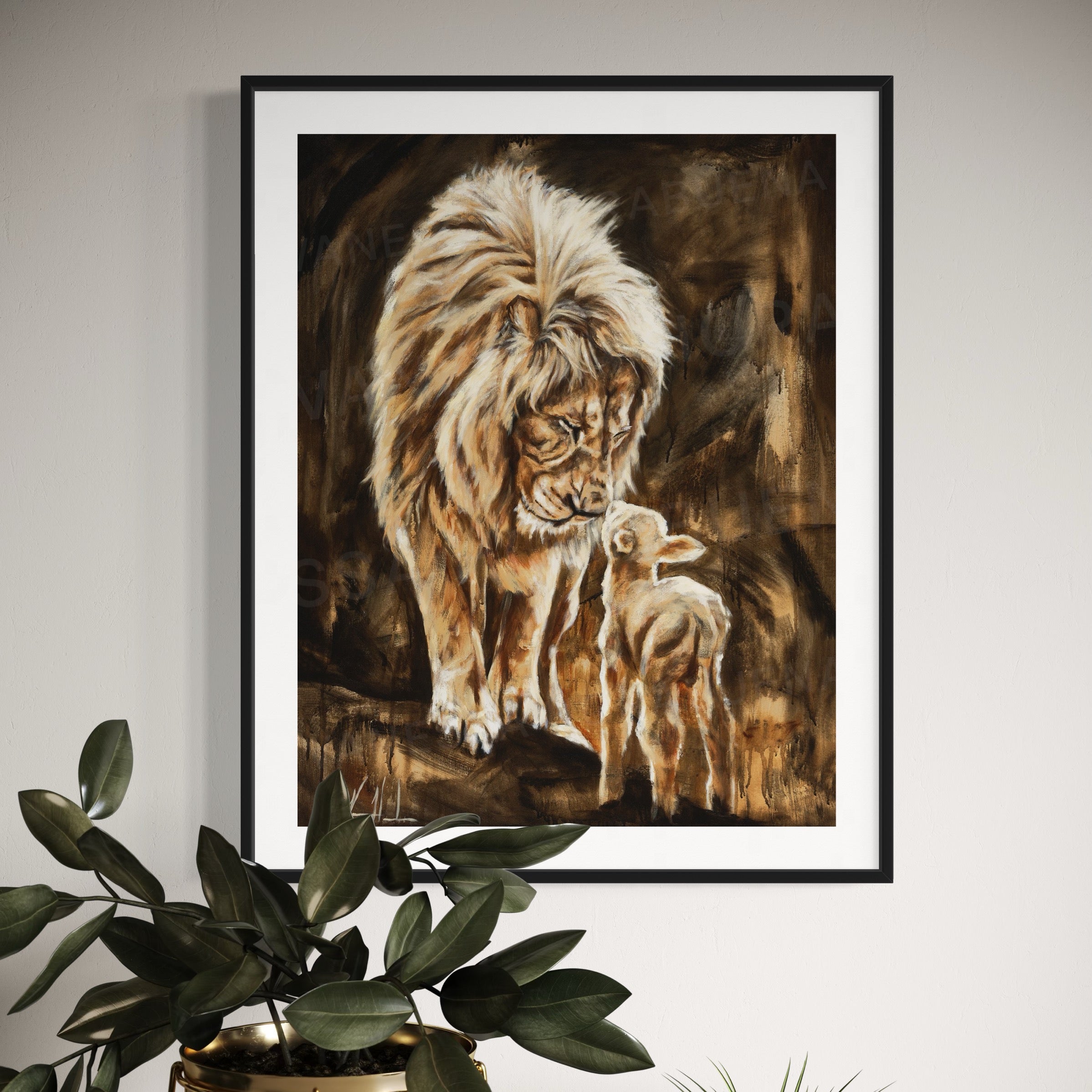 The Heart of God (Brown Background) Lion Art Print Vanessa Horabuena