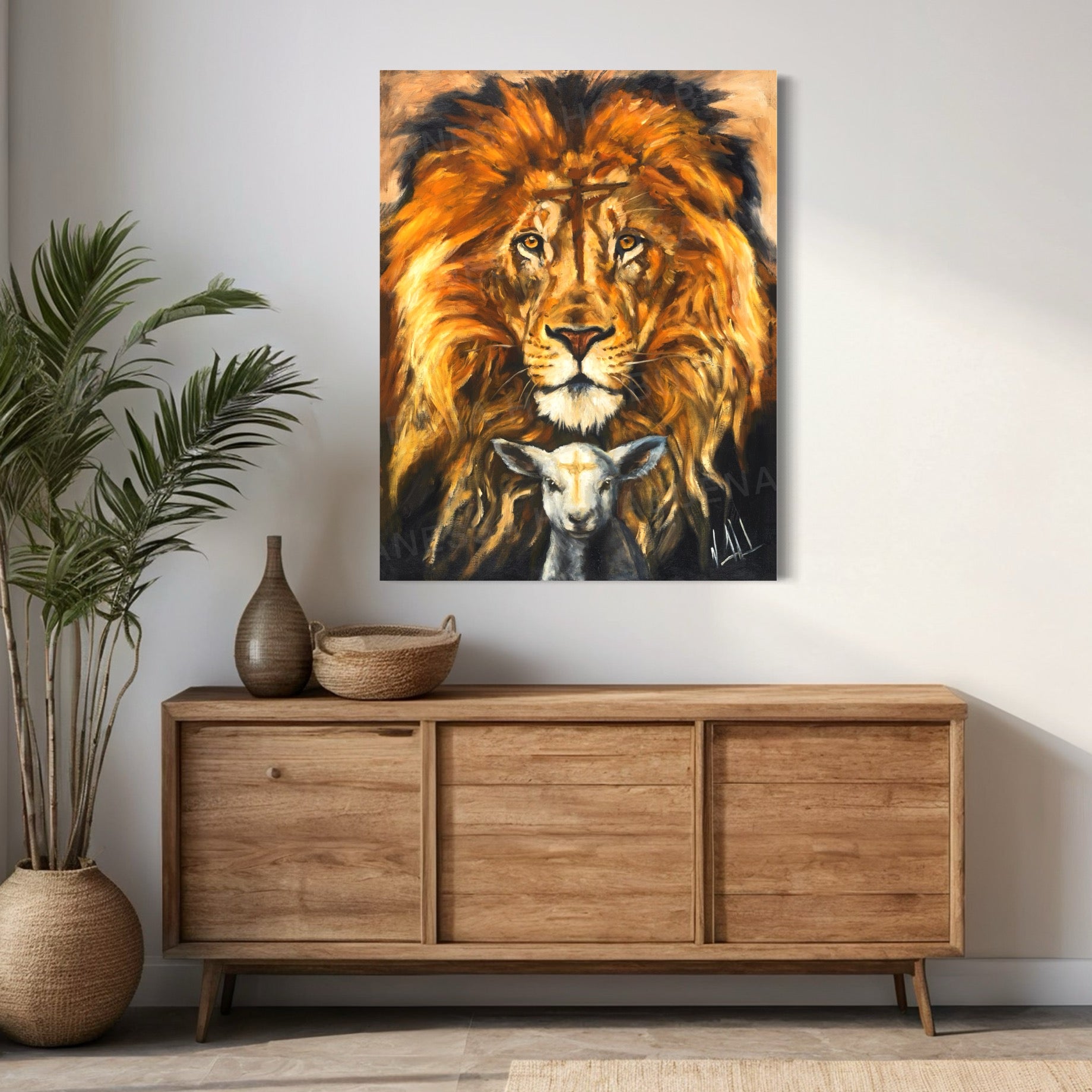 The Lion and Lamb Passover (For Our Redemption) Lion Art Print Vanessa Horabuena