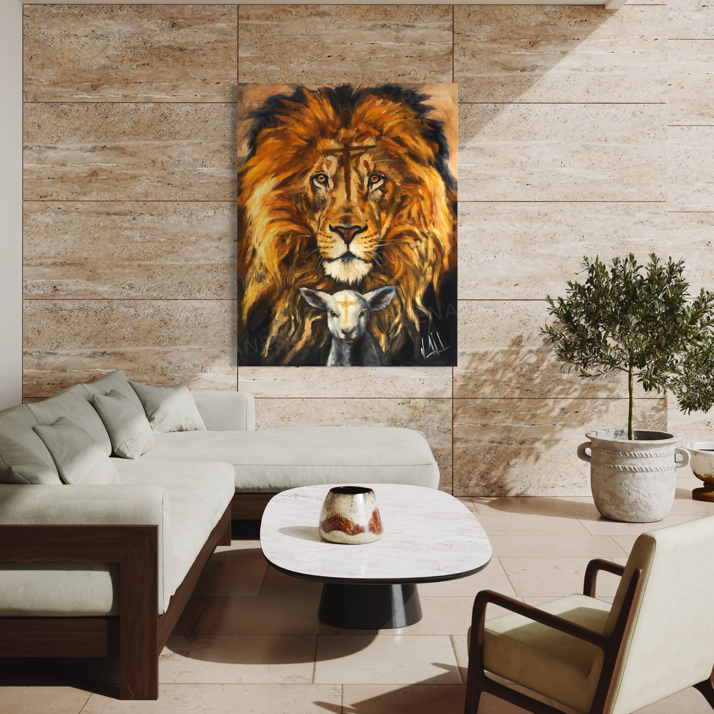The Lion and Lamb Passover (For Our Redemption) Lion Art Print Vanessa Horabuena