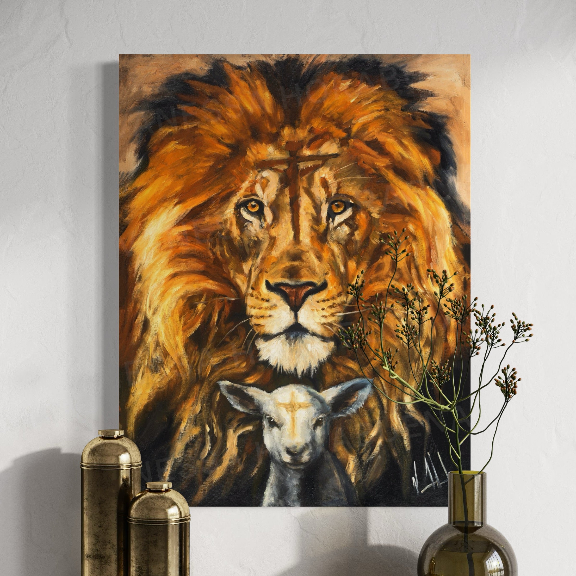 The Lion and Lamb Passover (For Our Redemption) Lion Art Print Vanessa Horabuena