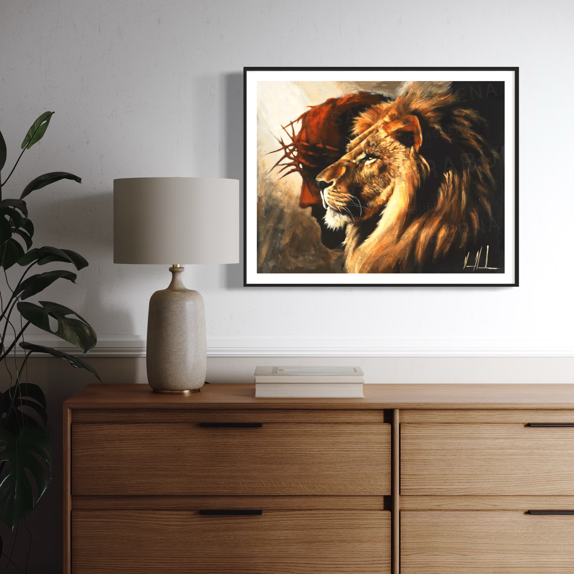 The Lion of Judah (Peace and Strength) (Hand Embellished Canvas Print) Lion Art Print Vanessa Horabuena